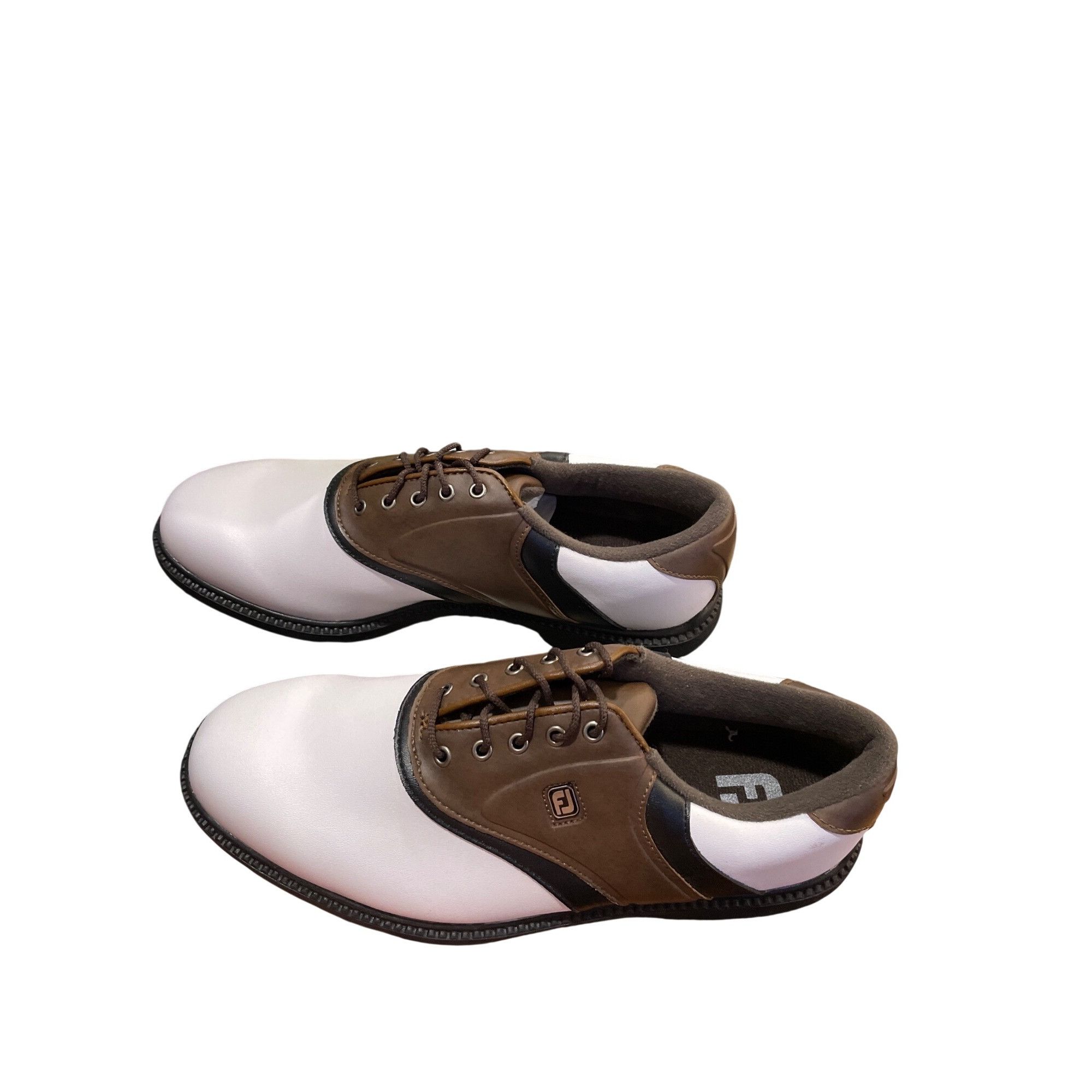 Footjoy Foot Joy mens white brown leather rubber golf shoes sneakers Size US 8.5 / EU 41-42 - 4 Thumbnail