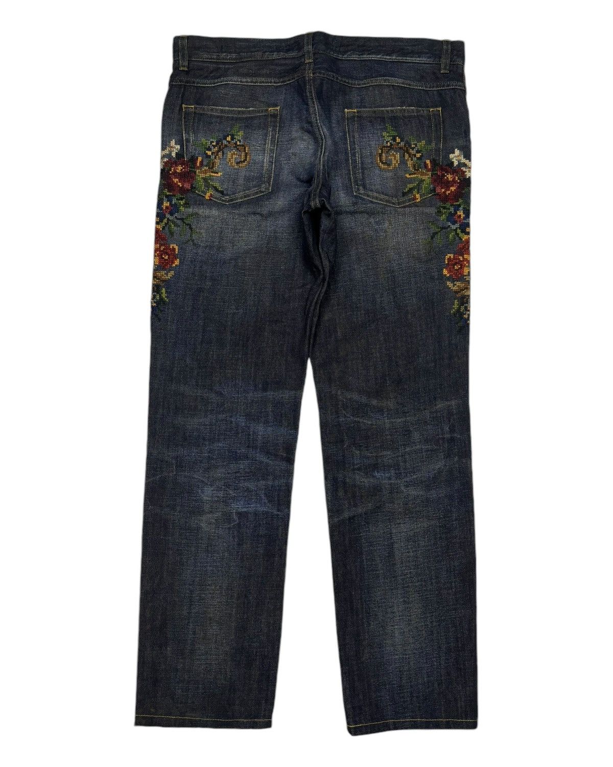 Dolce & Gabbana 🐎DOLCE & GABBANA FLOWER KNIT DISTRESSED DENIM JEANS Size US 35 - 8 Thumbnail