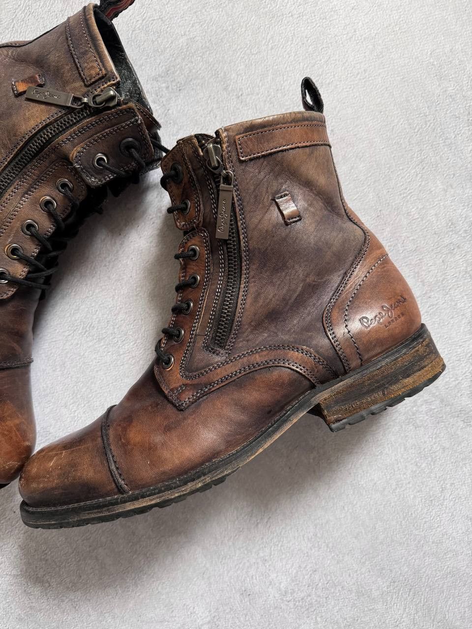 Pepe Jeans Pepe Jeans Distressed Leather Combat Boots Brown Size US 10 / EU 43 - 5 Thumbnail