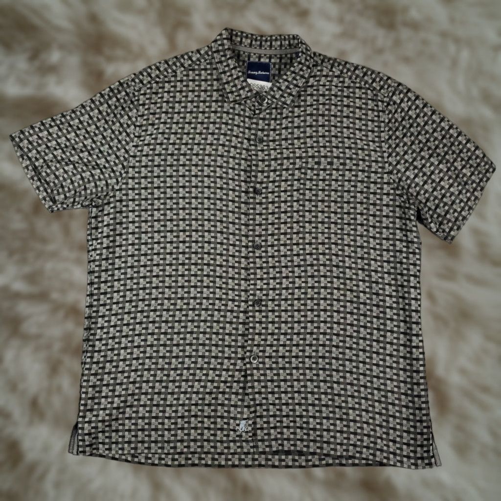 Tommy Bahama Tommy Bahama Shirt Mens XL Gray Check Silk Cotton Hawaiian Button Up Shirt Size US XL / EU 56 / 4 - 1 Thumbnail