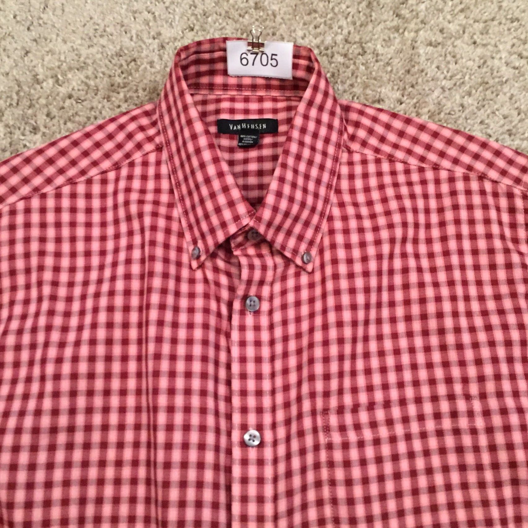 Van Heusen Van Heusen Shirt Mens M Red Plaid Long Sleeve Button Up Shirt Size US M / EU 48-50 / 2 - 3 Thumbnail