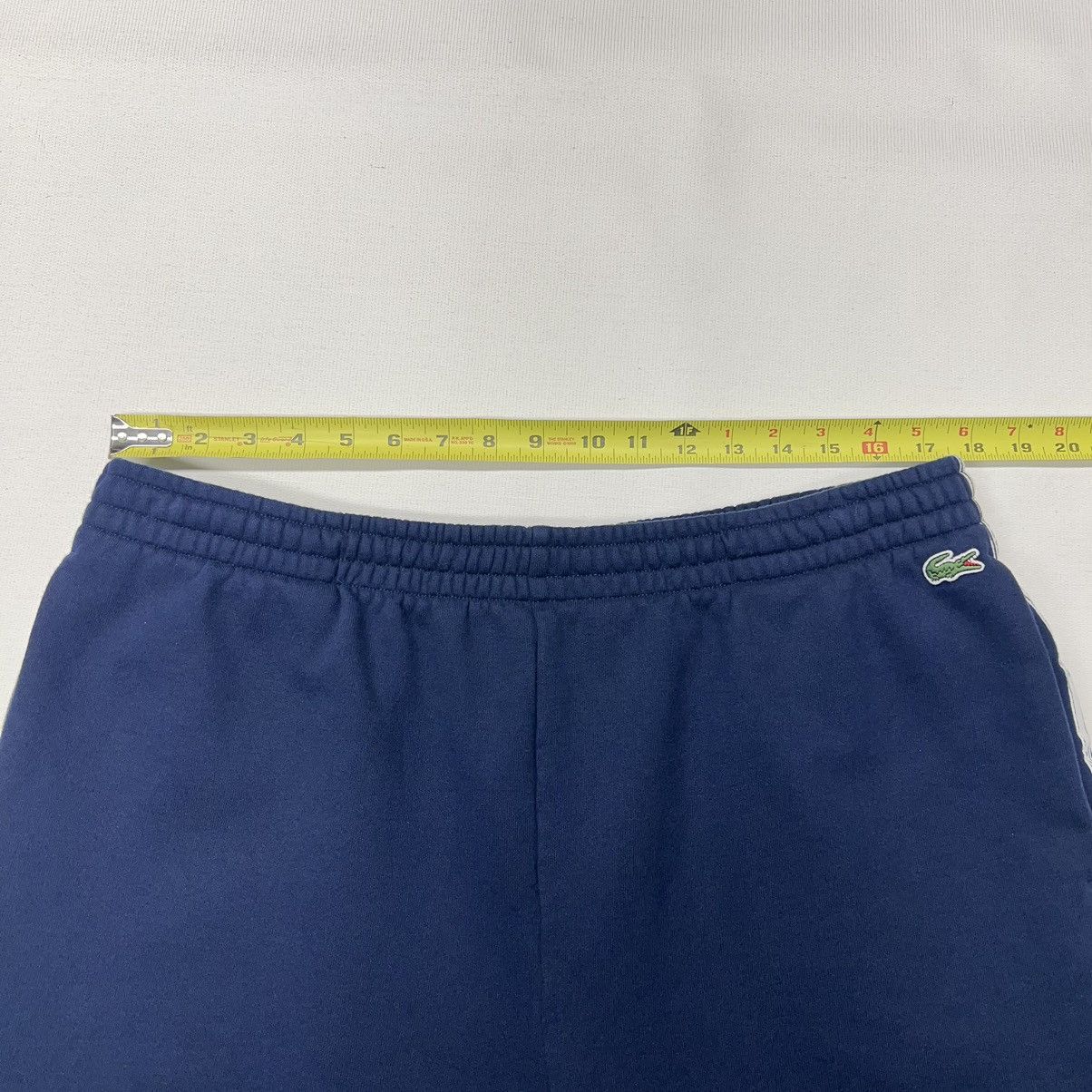 Lacoste Lacoste Sweat Shorts Blue Stripe Letter Logo Navy Drawstring Size US 36 / EU 52 - 19 Thumbnail