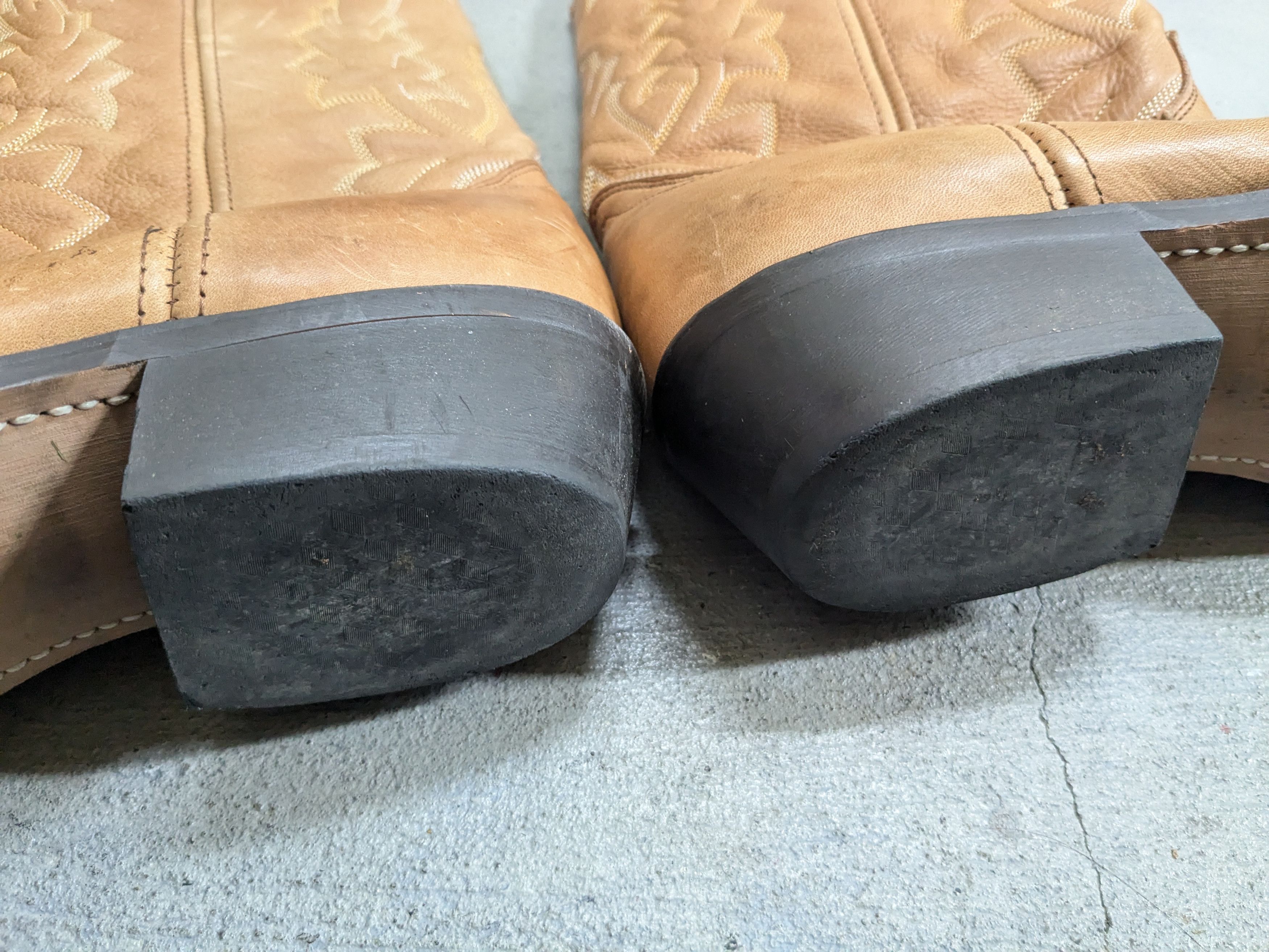 Genuine Leather Cowboy Boots 11 Wide Tan Brown Leather Western Size US 11 / EU 44 - 16 Thumbnail