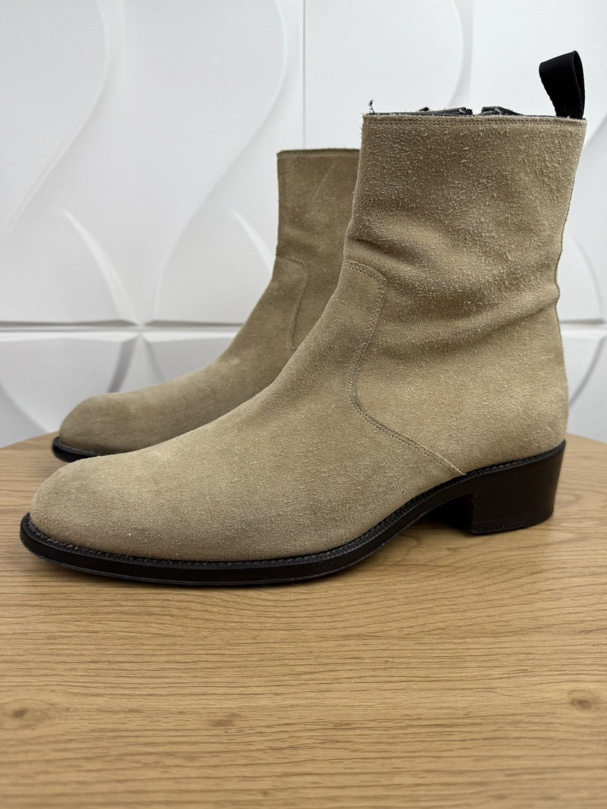 Brioni BRIONI Boots Suede Leather Shoes High Heels Side Zip Beige Size US 9 / EU 42 - 1 Thumbnail