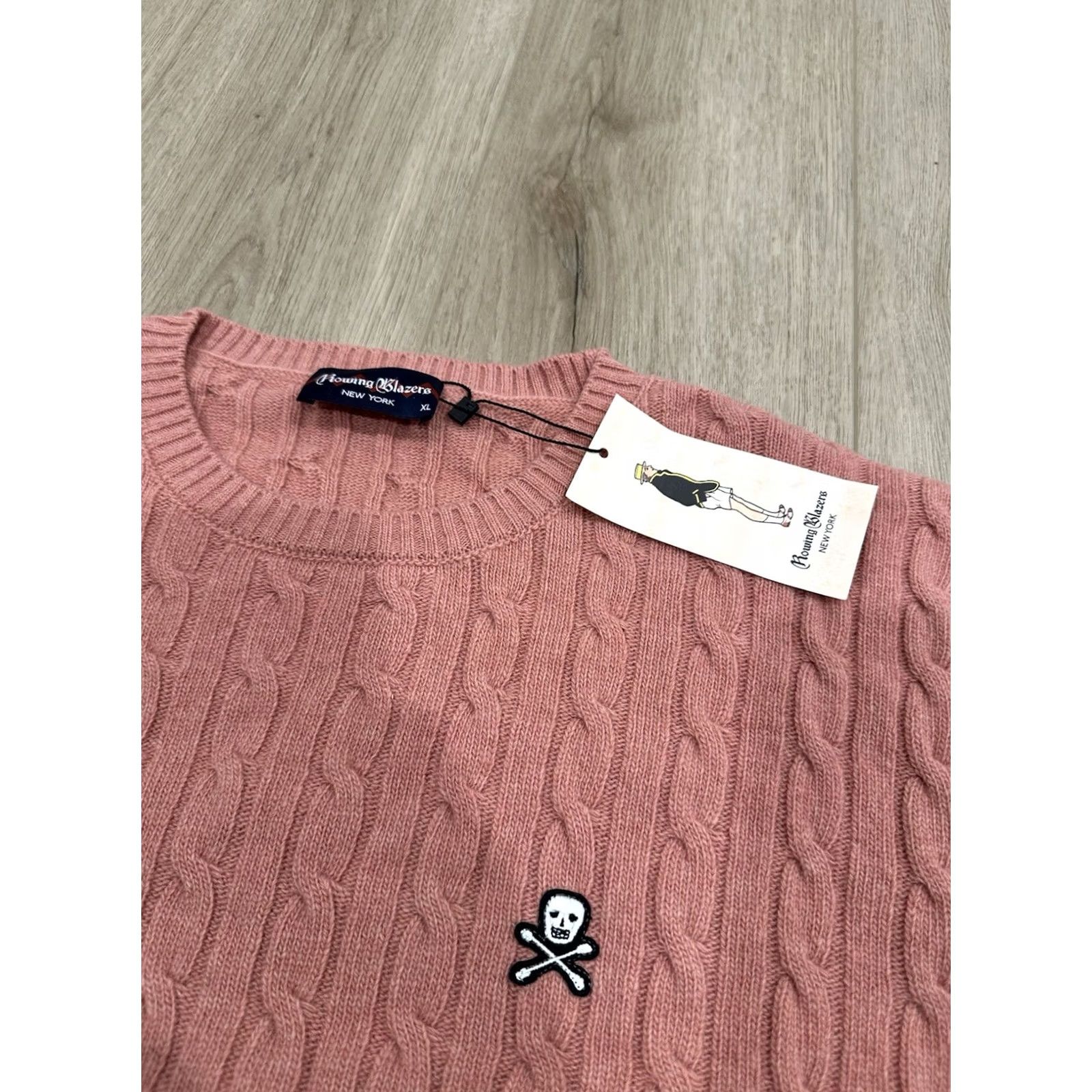 Rowing Blazers NWT Rowing Blazers 100% Wool Pink Cable Knit Skull Sweater XL Women Pullover Knit Style: Chunky-Knit, Long Sleeve, Casual, Regular Fit Size XL / US 12-14 / IT 48-50 - 5 Thumbnail