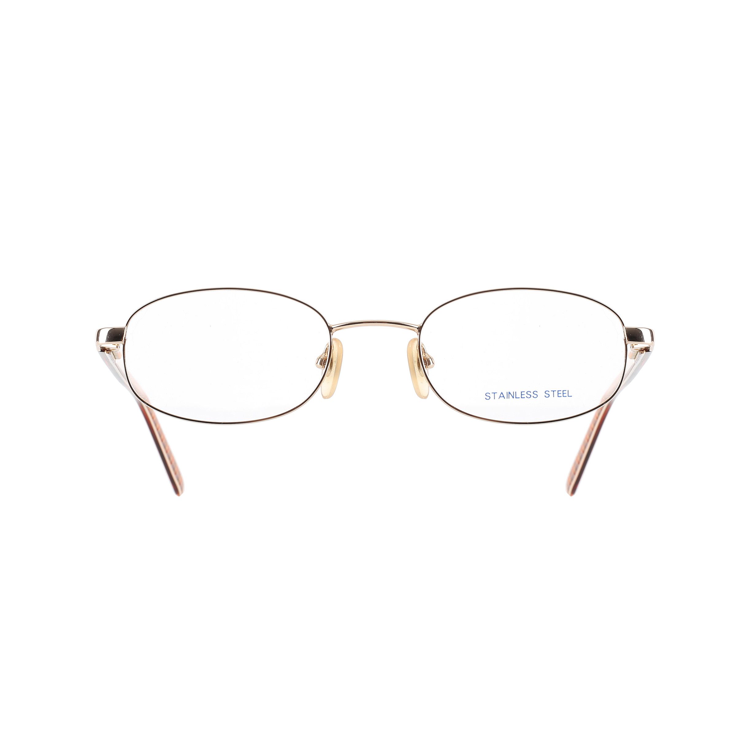 Burberry Burberry '90s Check Brown Gold Oval Frame Glasses Size ONE SIZE - 4 Thumbnail