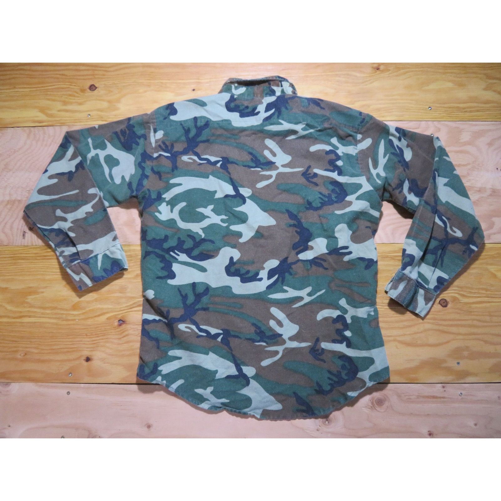 FiveBrother 90s Five Brother Woodland Camo Flannel Shirt Sz 16.5 L Green Size US L / EU 52-54 / 3 - 2 Thumbnail