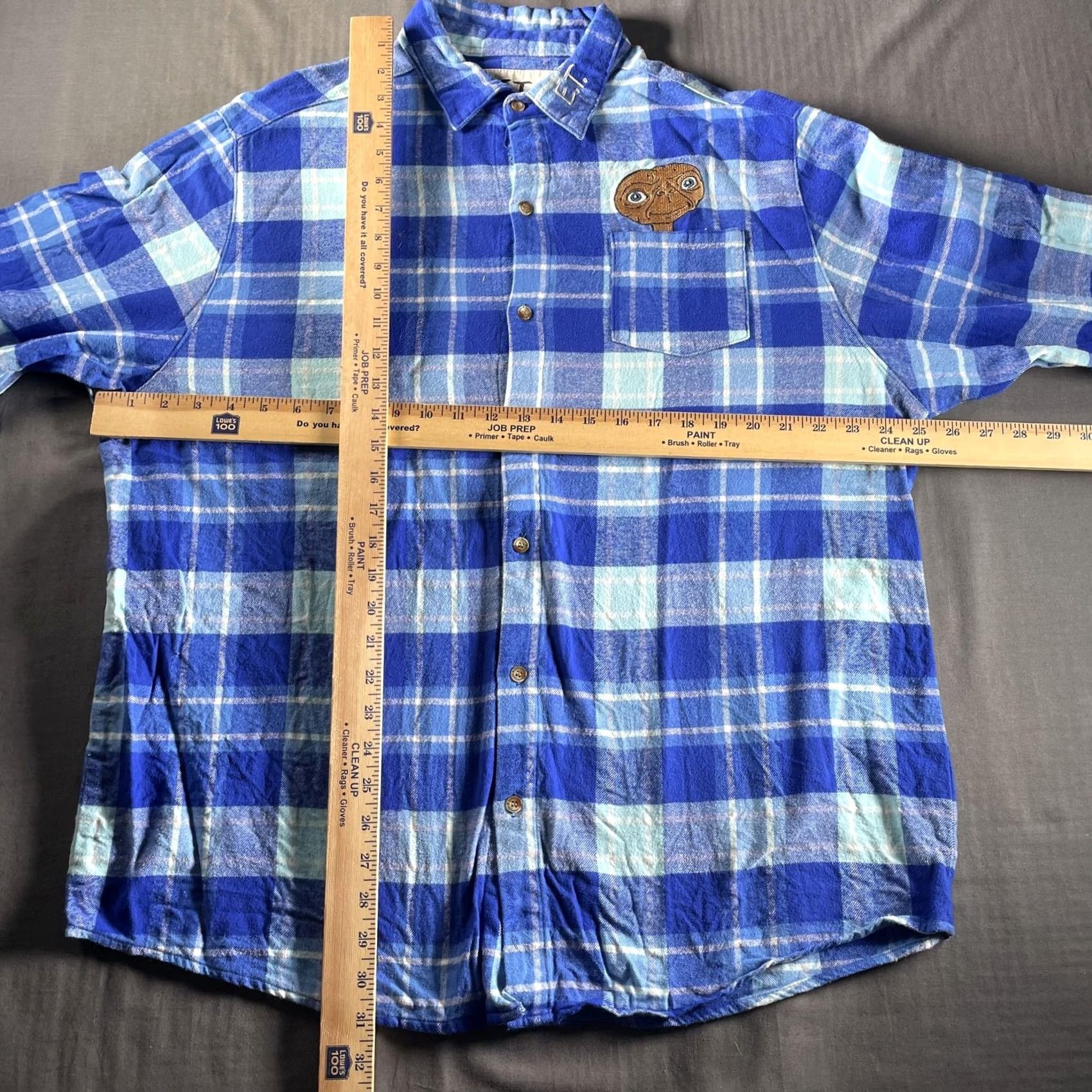 Vintage Cakeworthy E.T. Shirt Mens 2XL Blue Plaid Flannel Button Up Phone Home Graphic Embroidered Pocket Long Sleeve Vintage: No Size US XXL / EU 58 / 5 - 6 Thumbnail
