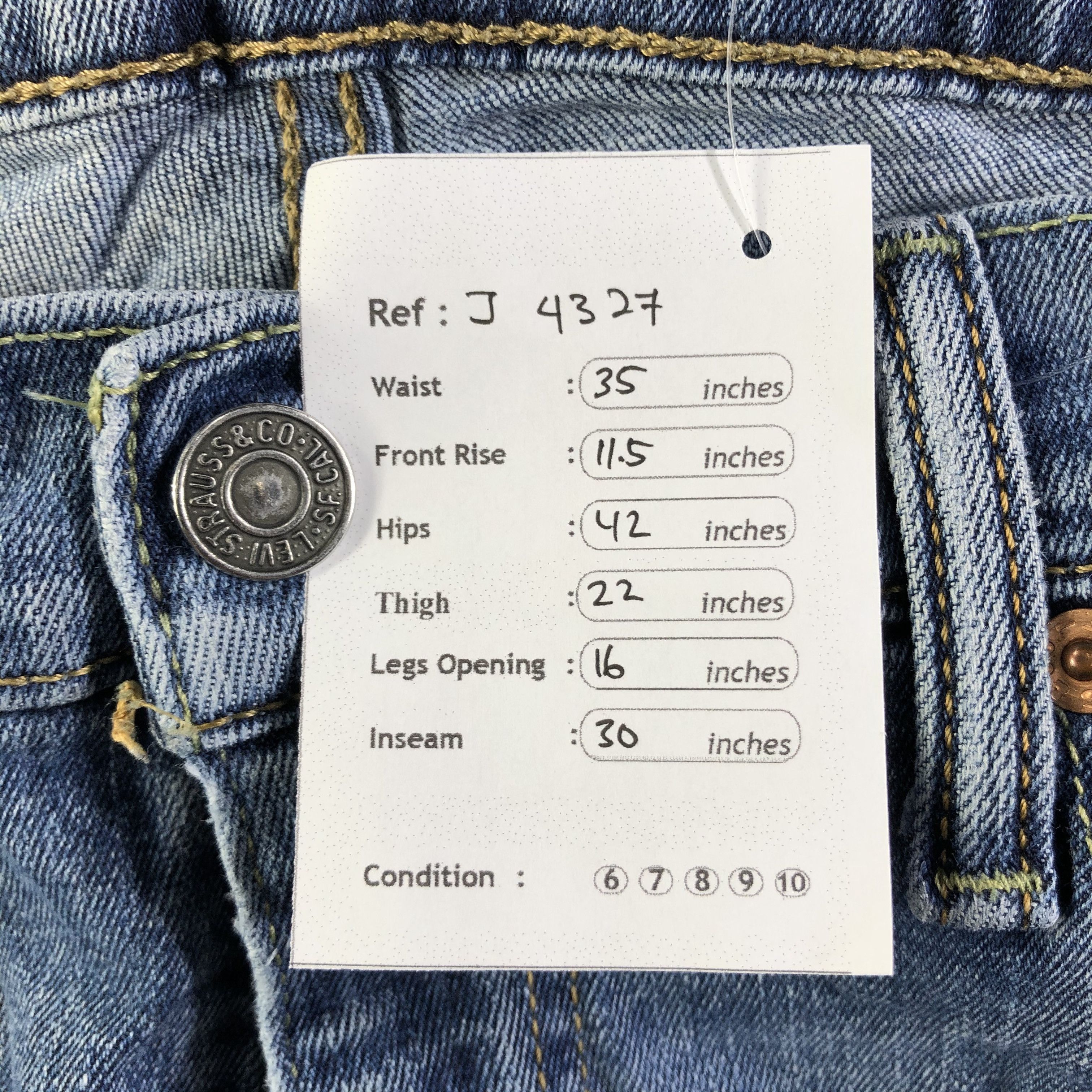Levi's Vintage Blue Wash Levis 559 Jeans-J4327 Size US 35 - 12 Thumbnail