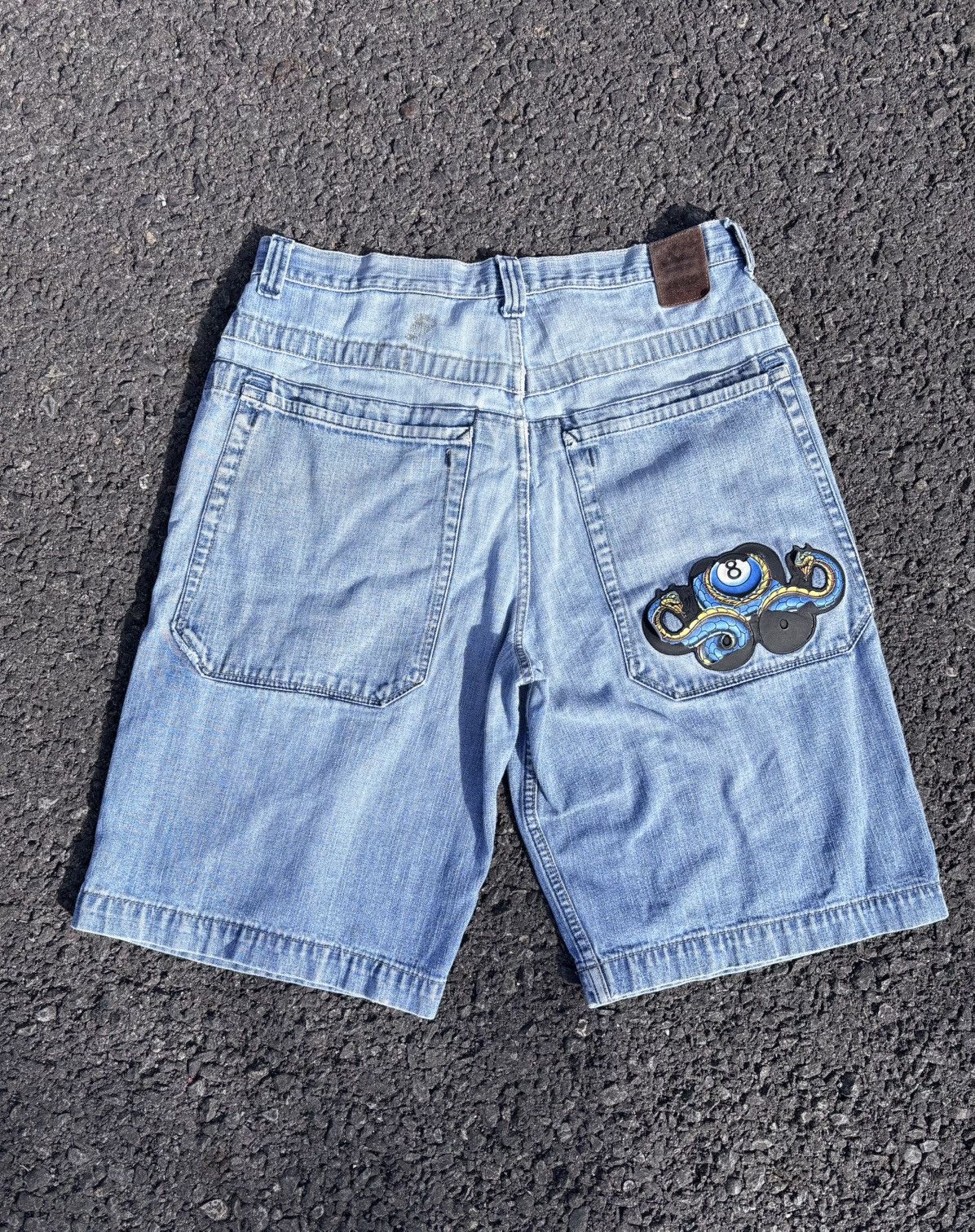 JNCO VTG 90s Y2K Jnco 8Ball Snake Baggy Denim Shorts Big Pocket Size US 34 / EU 50 - 1 Thumbnail