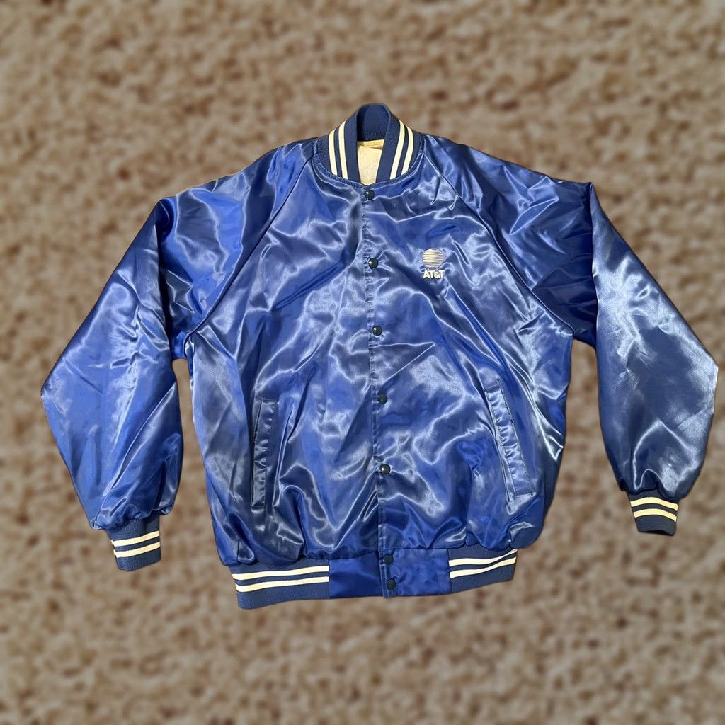 Vintage VINTAGE AT&T Made in USA Phone Cable Satin Snap Button Bomber Jacket Men's XL Blue Satin Snap Button Shirt Coat? Size US XL / EU 56 / 4 - 1 Thumbnail