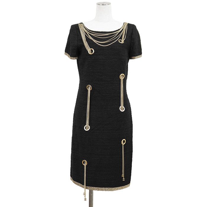 Chanel Chanel Chanel Silk Rayon Wool Dress Textile Dresses 08P P33030 DUTY FREE for USA Size ONE SIZE - 1 Thumbnail