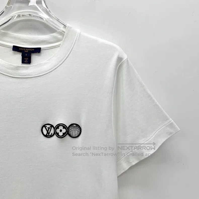 Louis Vuitton Louis Vuitton White striped embroidered cotton crewneck sh Size US S / EU 44-46 / 1 - 3 Thumbnail