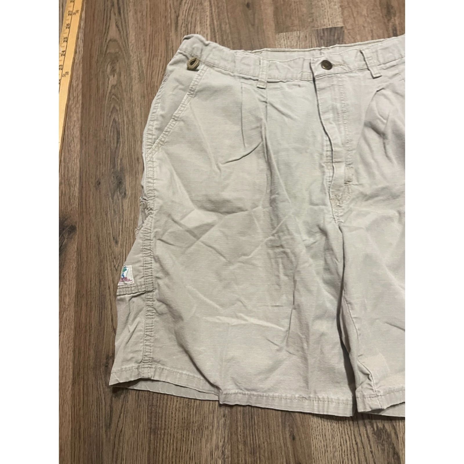 Wrangler Wrangler Shorts Men's 36 Khaki Casual Shorts Flat Front Chino Beige Beige 8 in Inseam Regular Fit Size 36 Summer Fall Spring Vintage: No Mens Size US 36 / EU 52 - 3 Thumbnail