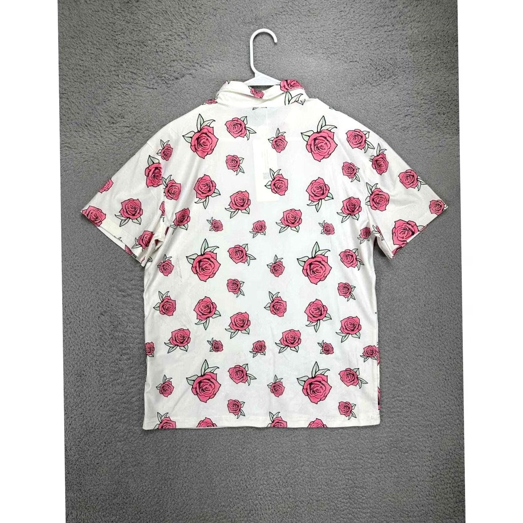 Vintage Coofandy Polo Shirt Mens Medium White Rose Pattern Casual Stretch Rugby NEW Size US M / EU 48-50 / 2 - 4 Thumbnail