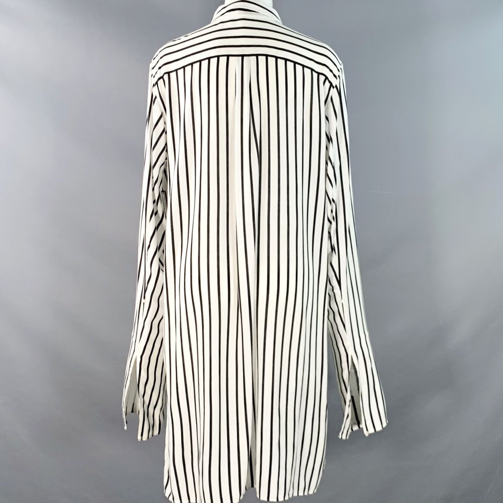 McQ Alexander McQueen MCQ by ALEXANDER MCQUEEN Viscose Stripe Tunic Shirt Size L Black White 2016 Size L / US 10 / IT 46 - 4 Thumbnail