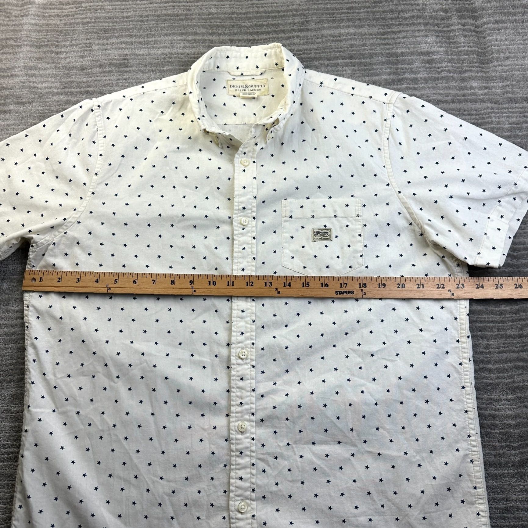Vintage VINTAGE Denim & Supply Ralph Lauren Shirt Mens Large White Stars All Over Print Size US L / EU 52-54 / 3 - 7 Thumbnail