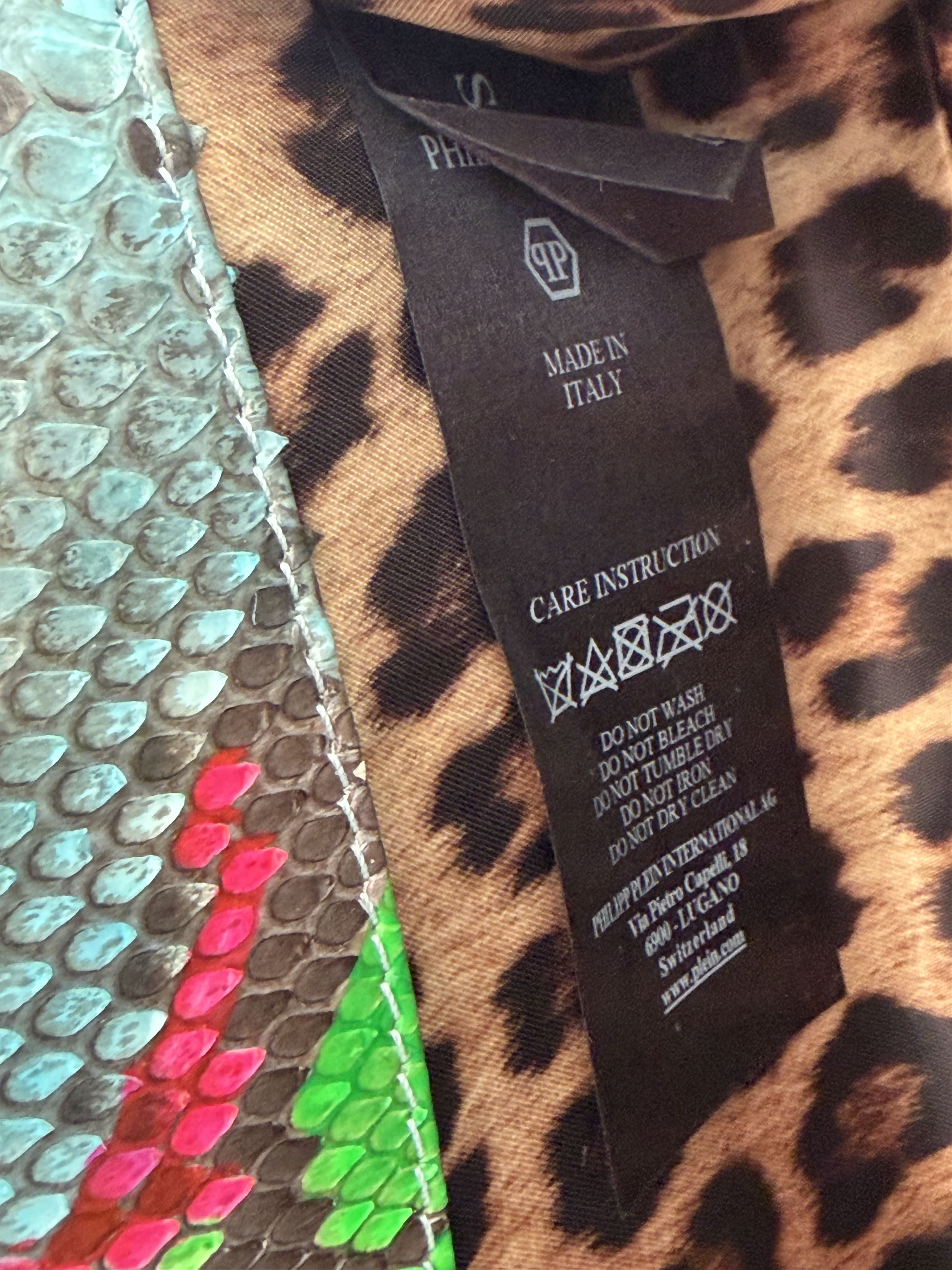 Philipp Plein Philipp Plein Python Leather Bag Neon Multicolor Chain Strap Size ONE SIZE - 8 Thumbnail