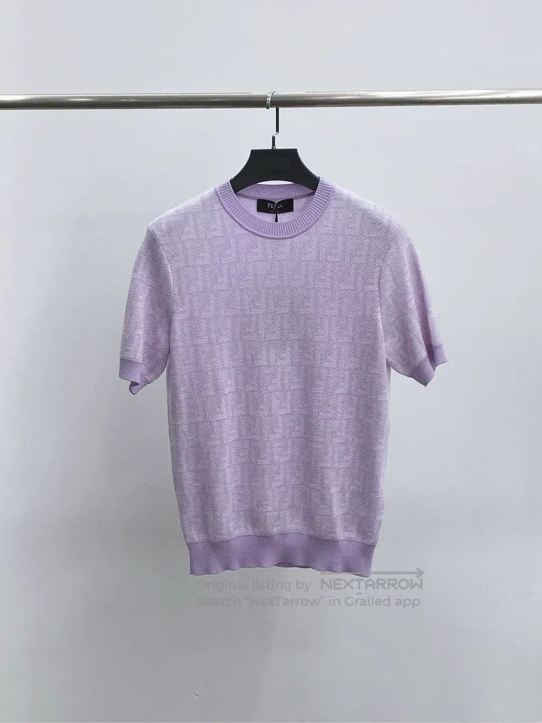 Fendi Fendi Purple monogram full print short-sleeve sweater Size L / US 10 / IT 46 - 1 Thumbnail