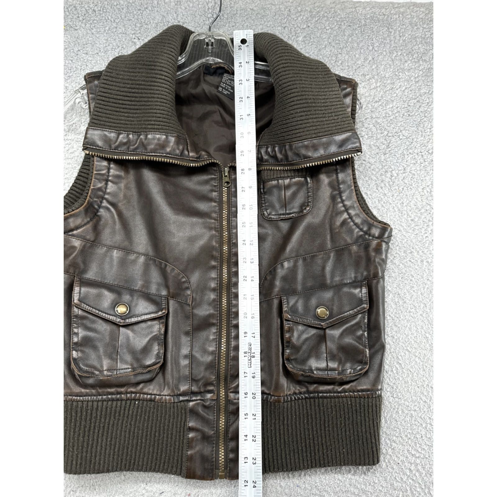 Vintage Vanity Women’s Faux Leather Polyurethane Brown Full Zip Vest L Size L / US 10 / IT 46 - 6 Thumbnail