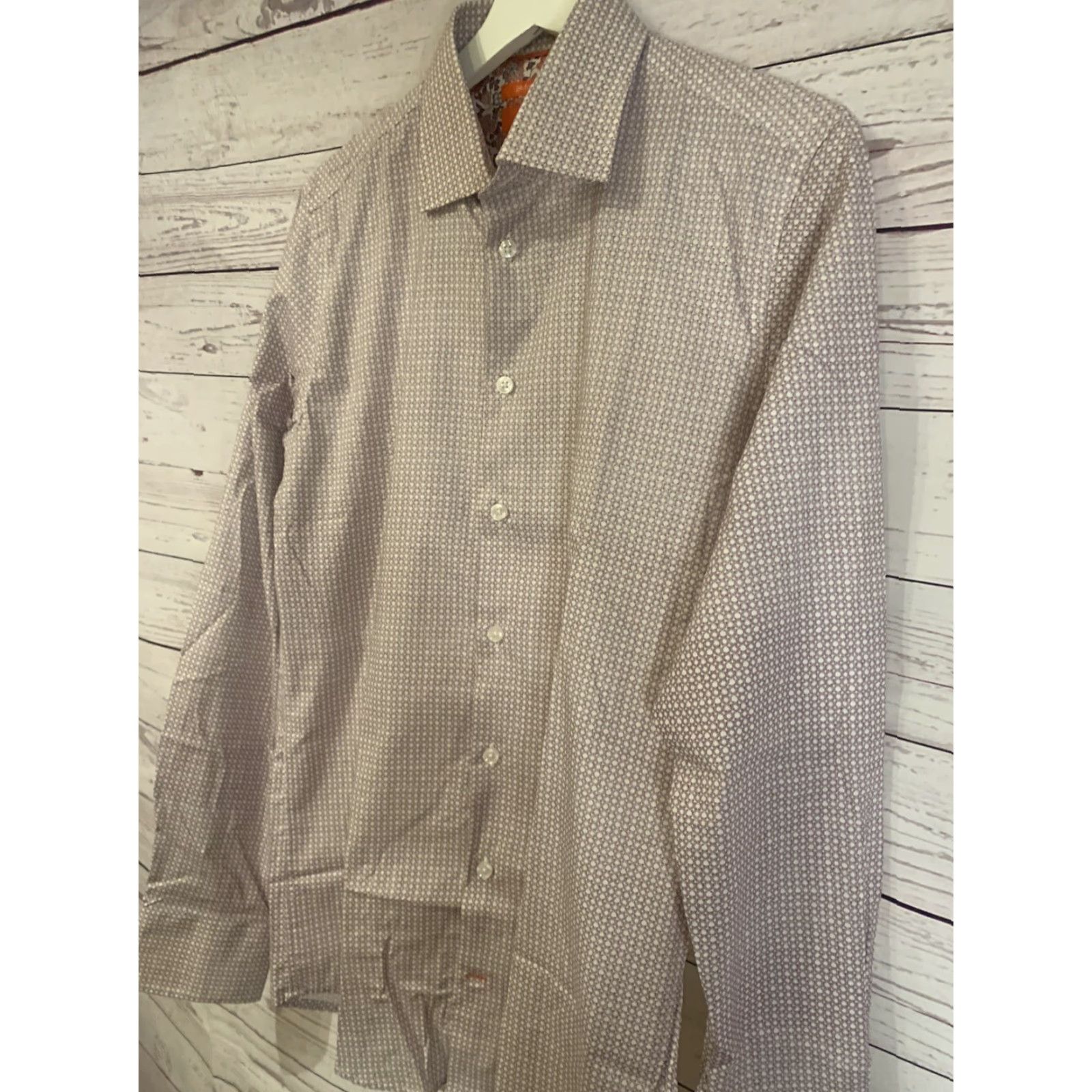 Tallia Tallia Sport Dress Shirt Mens 15 Pink Orange Long Sleeve Button-Down Collar 34/35 Regular Cuff Size 40R - 3 Thumbnail