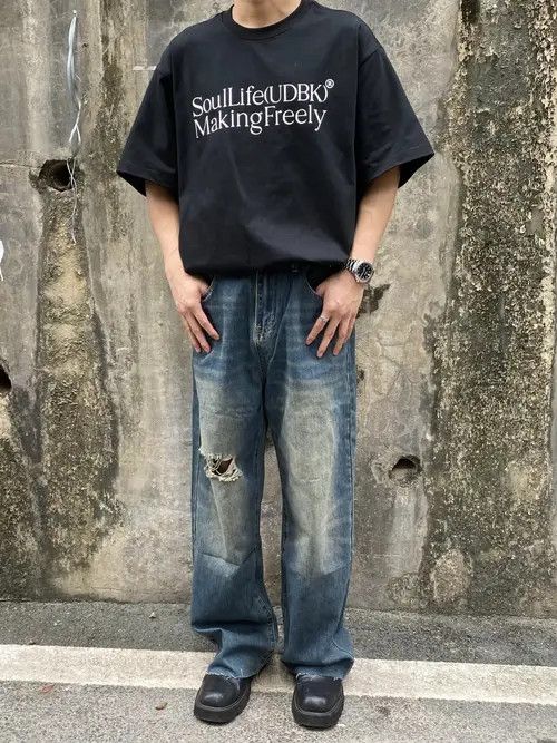 VIBE washed faded baggy damaged jeans Size US 30 / EU 46 - 8 Thumbnail