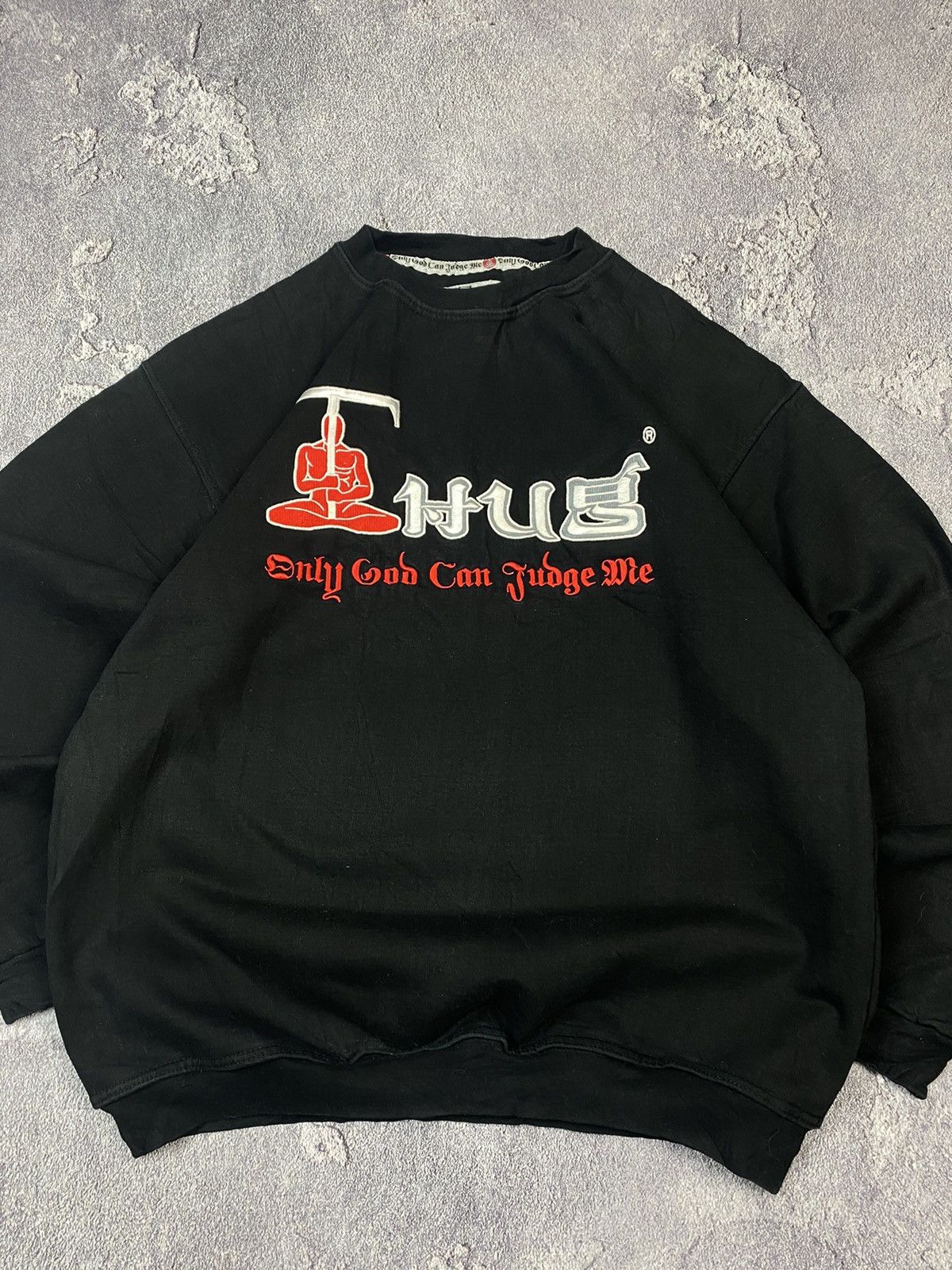 Band Tees × Rap Tees × Vintage Vintage 90s THUG 2Pac Only God Can Judge Me Boxy Sweatshirt Size US XL / EU 56 / 4 - 3 Thumbnail