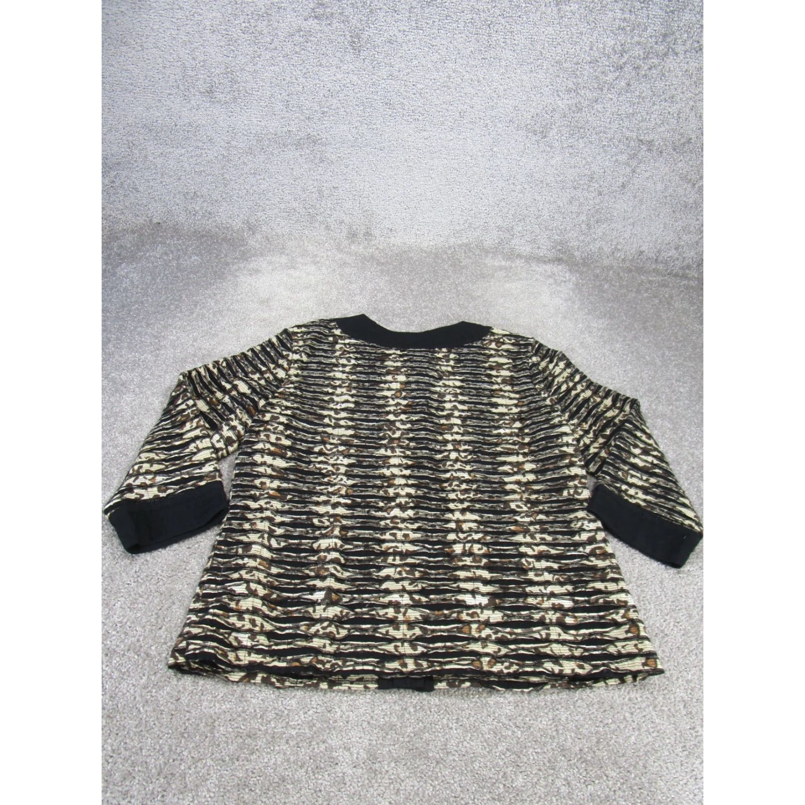 Vintage Chico's Jacket Womens Medium Black Striped Cotton Basic Jacket Regular Fit Size M / US 6-8 / IT 42-44 - 3 Thumbnail