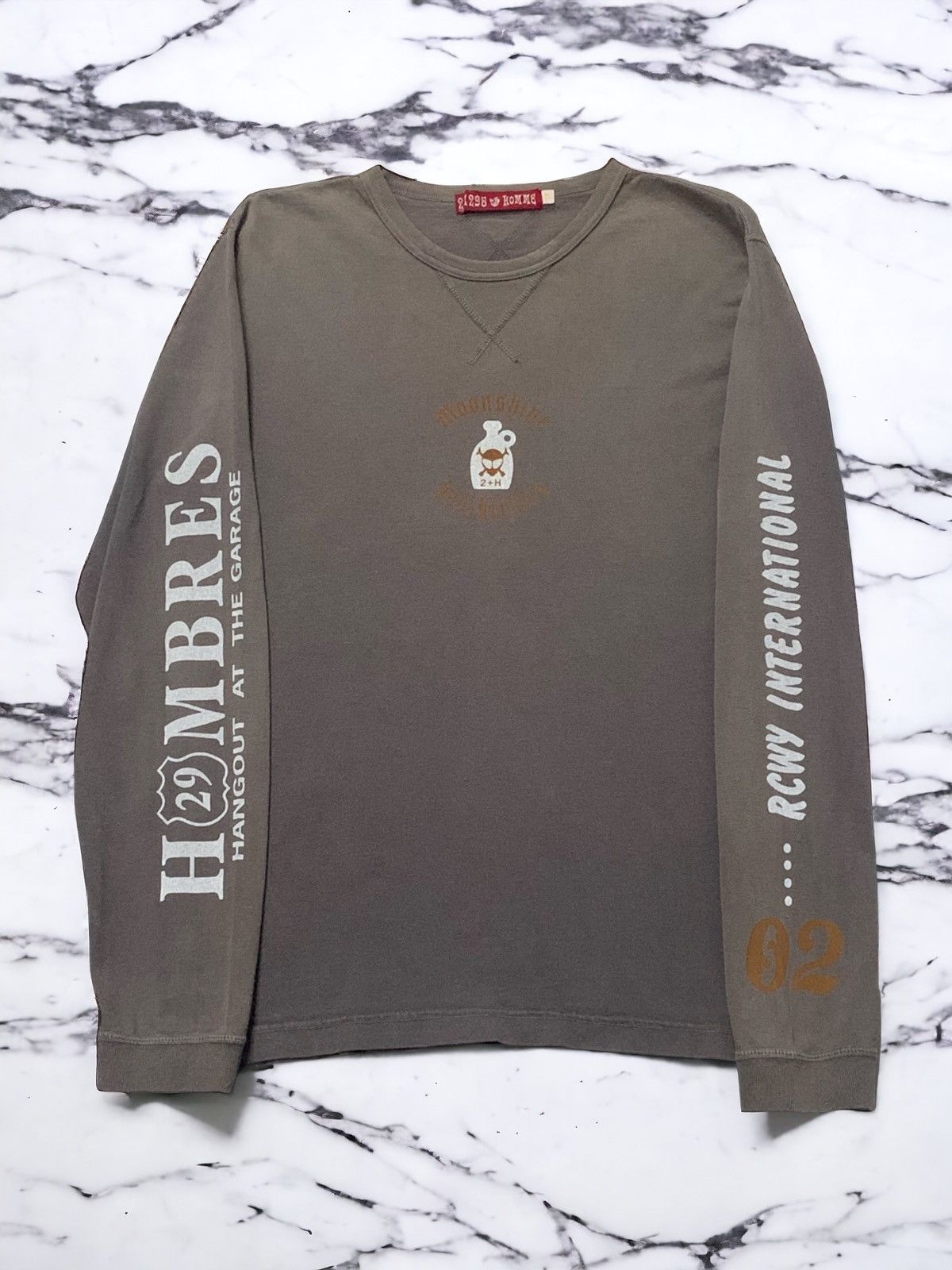 5351 POUR LES HOMMES × Hysteric Glamour × Japanese Brand 291295 Homme Distressed Sun Burn Long Sleeve Tshirt Size US M / EU 48-50 / 2 - 1 Thumbnail