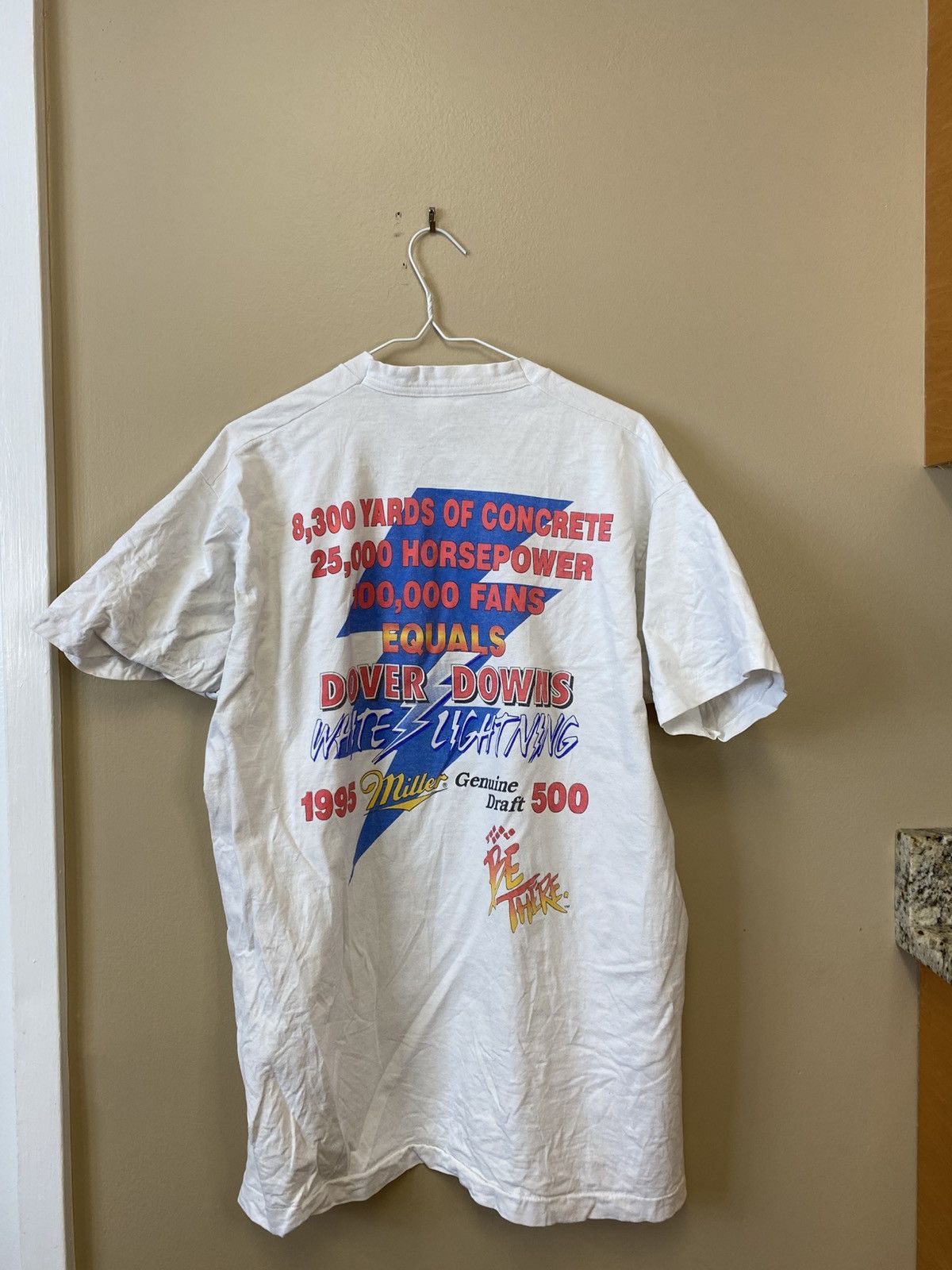 Vintage 1995 Sports Marketing Dover Downs White Lighting T-Short Size US XL / EU 56 / 4 - 2 Thumbnail