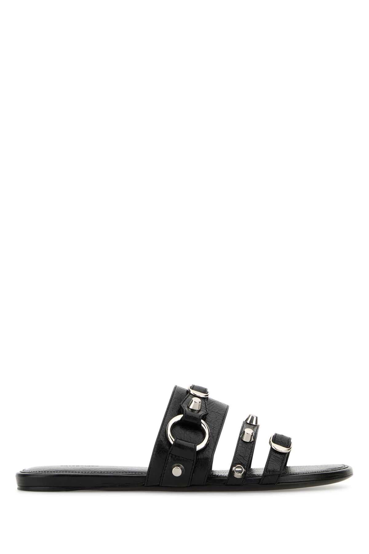 Balenciaga Black Leather City Slippers Size US 6 / IT 36 - 1 Thumbnail
