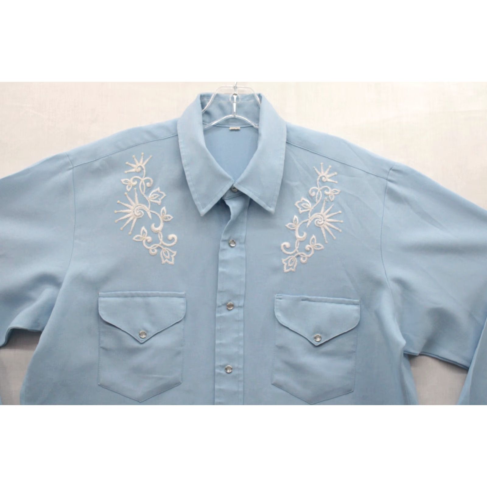 Vintage VINTAGE Western Shirt Blue Embroidered Pearl Snap Long Sleeve 16.5-34 Cowboy USA Men’s Shirt Size US XL / EU 56 / 4 - 3 Thumbnail