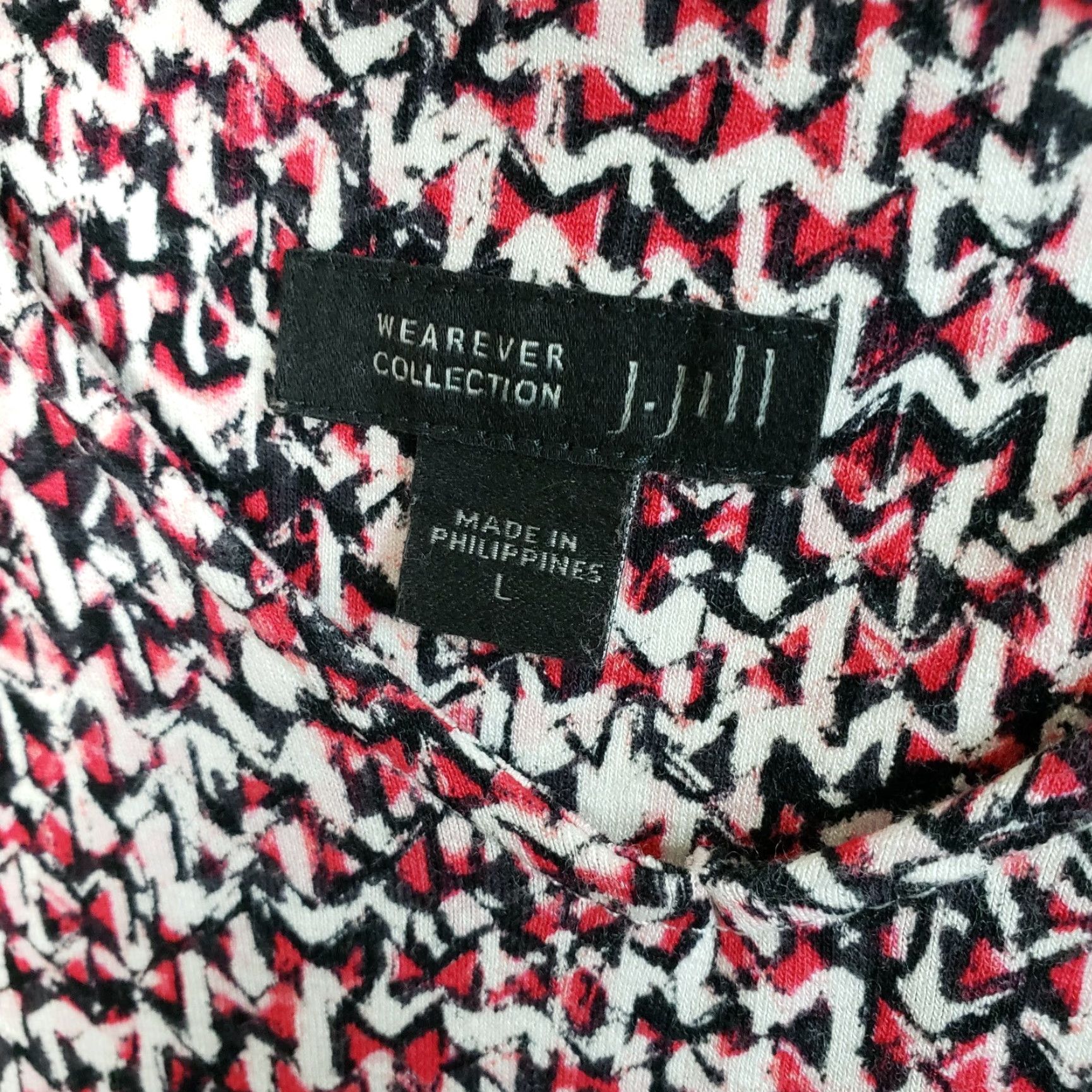 J. Jill J Jill Wearever Collection Womens Blouse Shirt 3/4 Sleeve Scoop Neck Black Red L Size L / US 10 / IT 46 - 6 Thumbnail