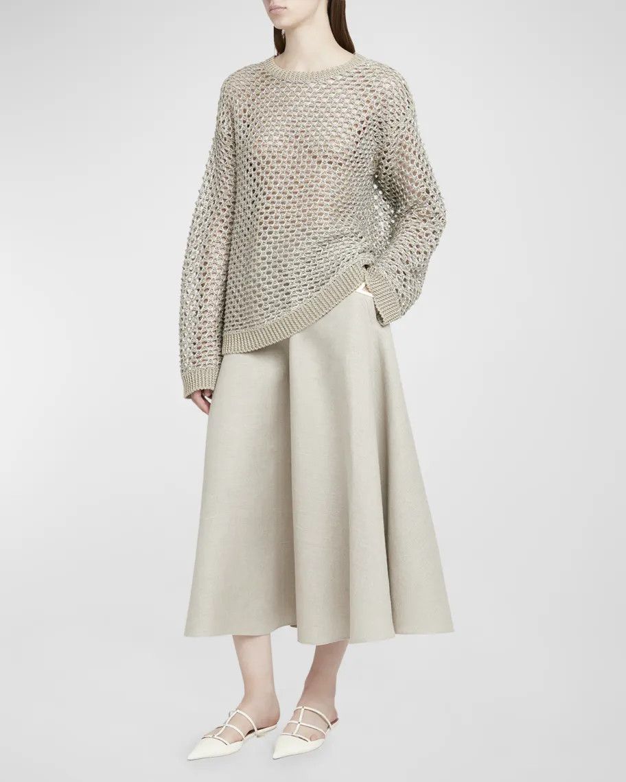 Valentino o1s22i1n0924 Mesh Knit Pullover Sweater in Beige Size M / US 6-8 / IT 42-44 - 3 Thumbnail