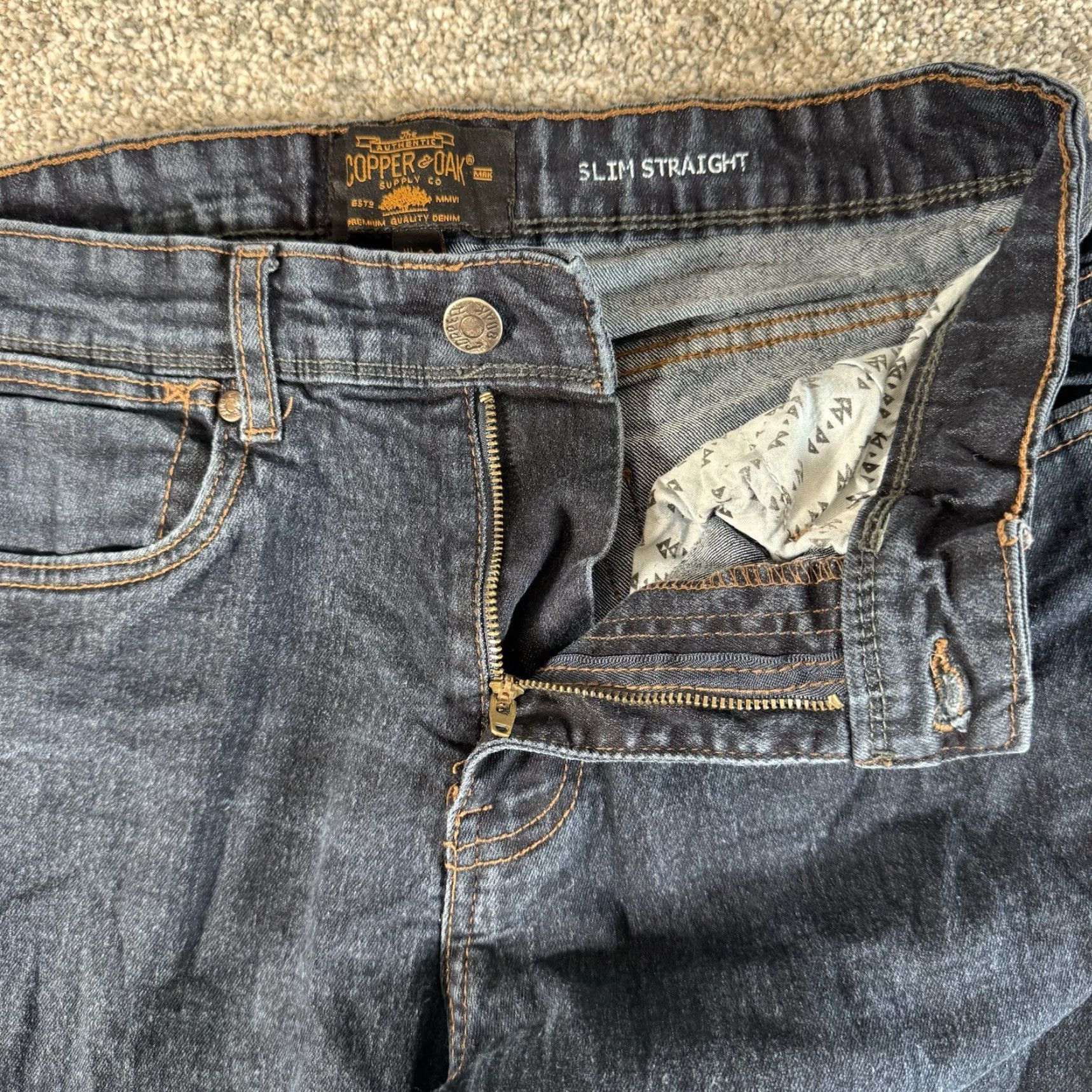 Vintage Copper & Oak Supply Co Slim Straight Jeans Mens 30X29 Medium Wash Denim 5-Pocket City Cowboy USA Casual Mens Size US 30 / EU 46 - 2 Thumbnail