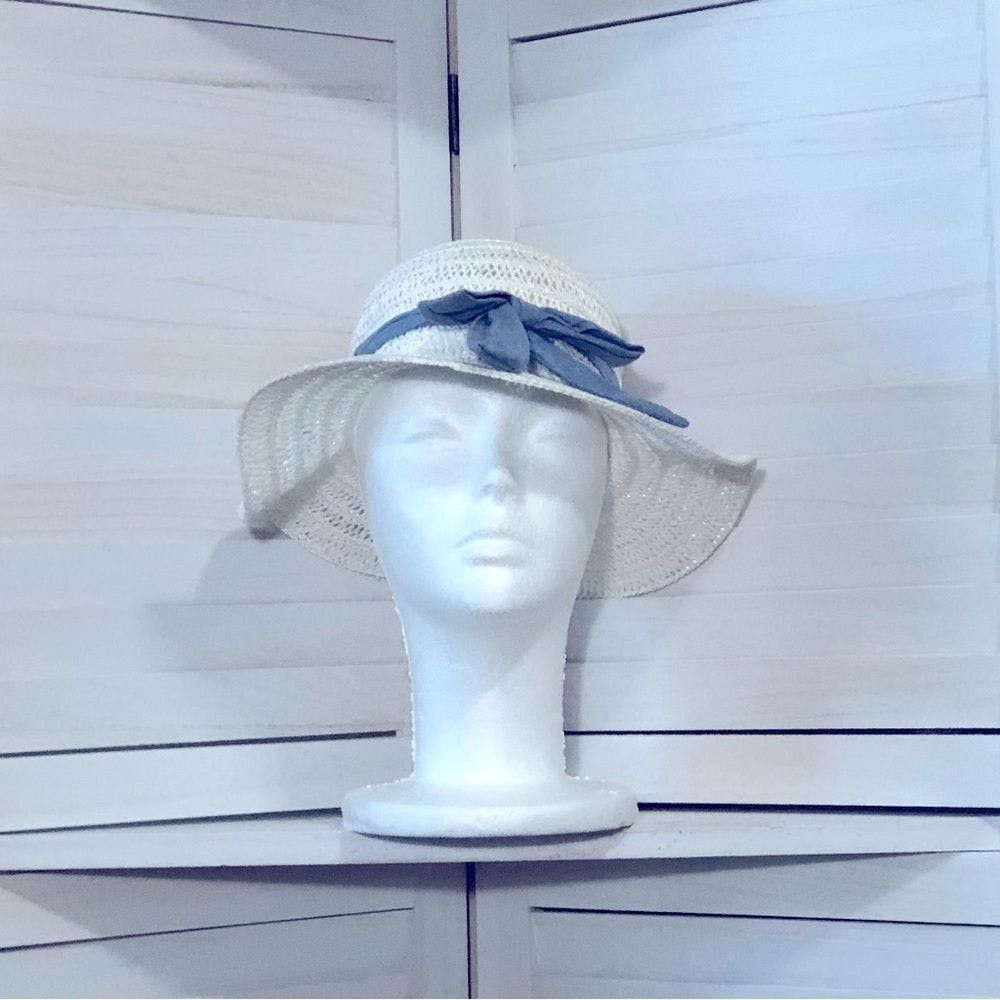 Other NWOT kids’ off- white weaved wide brim summer hat OS Size ONE SIZE - 1 Thumbnail