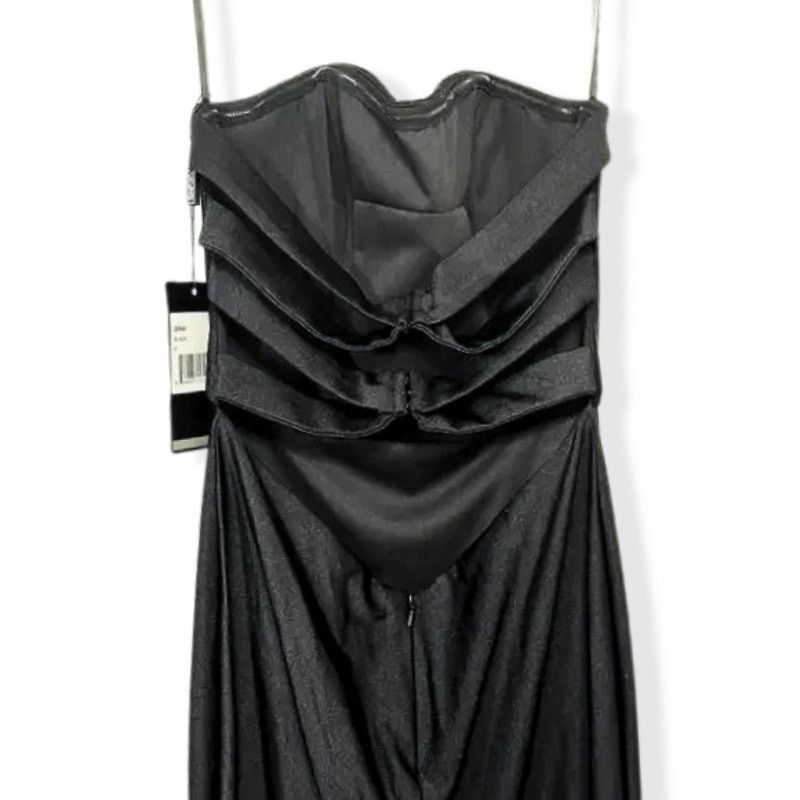 Other La Femme Maxi Dress Strapless Crisscross Slit Black 0 NWT Size XS / US 0-2 / IT 36-38 - 6 Thumbnail
