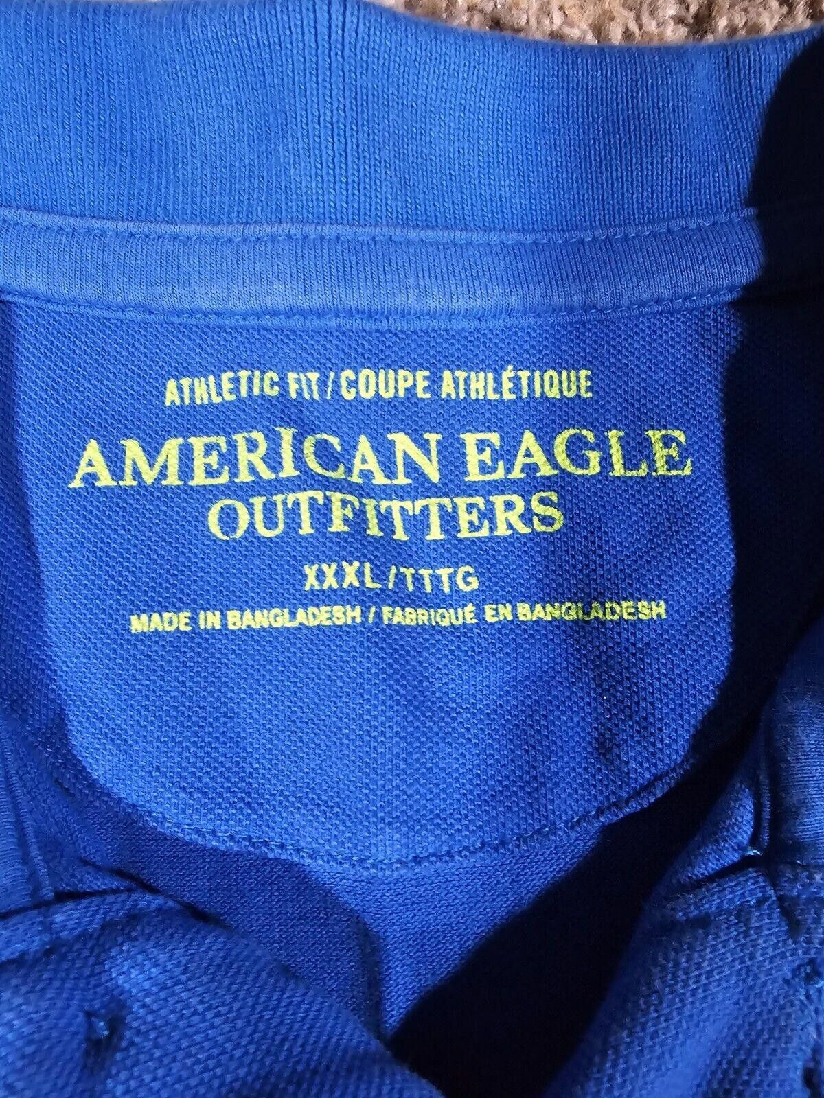 Designer American Eagle Polo Shirt 3XL XXXL Athletic Fit Bright Blue Size US XXL / EU 58 / 5 - 3 Thumbnail