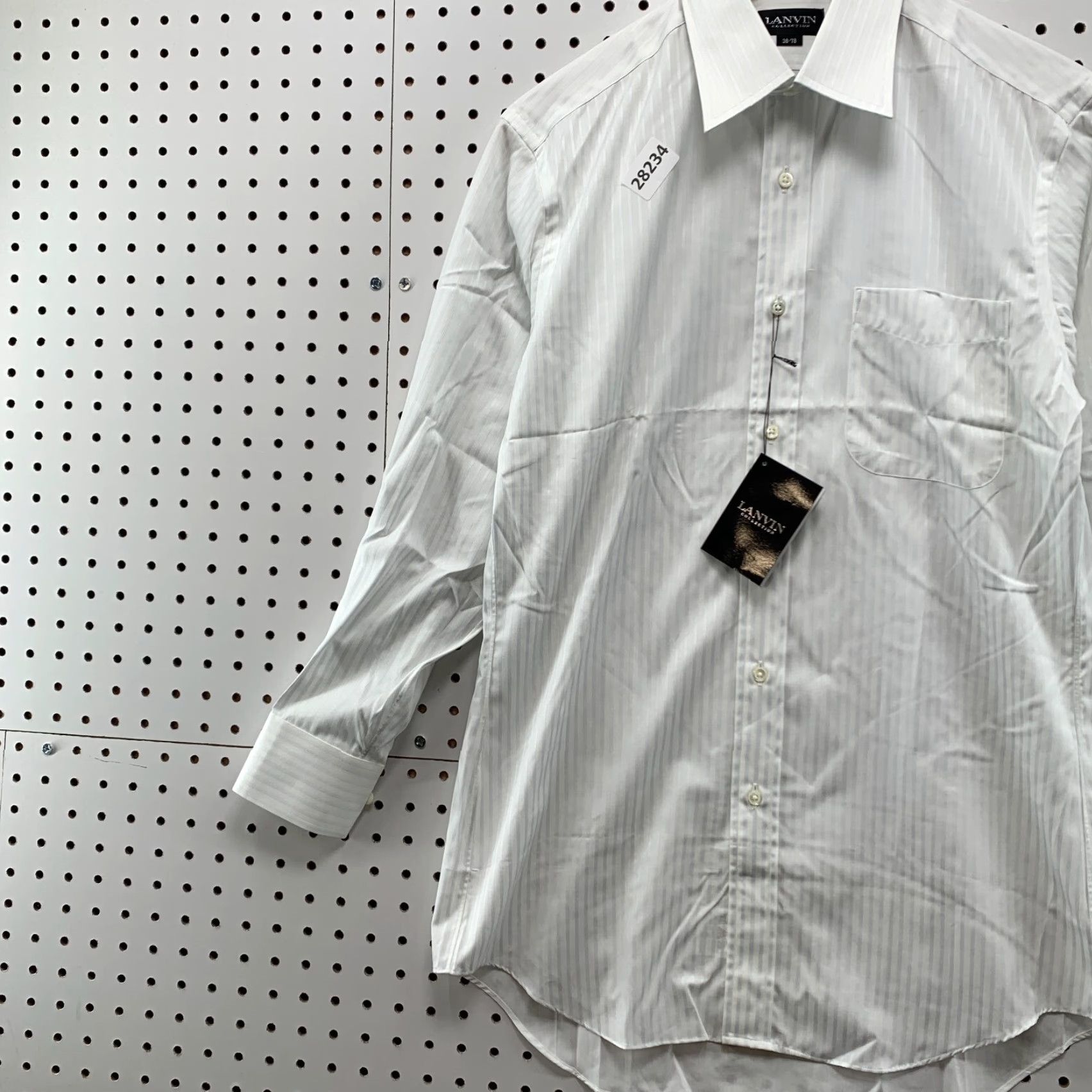 Lanvin VINTAGE Lanvin Dress Shirt White Striped Long Sleeve Mens Size Small 20x32 38 78 Size 36R - 3 Thumbnail