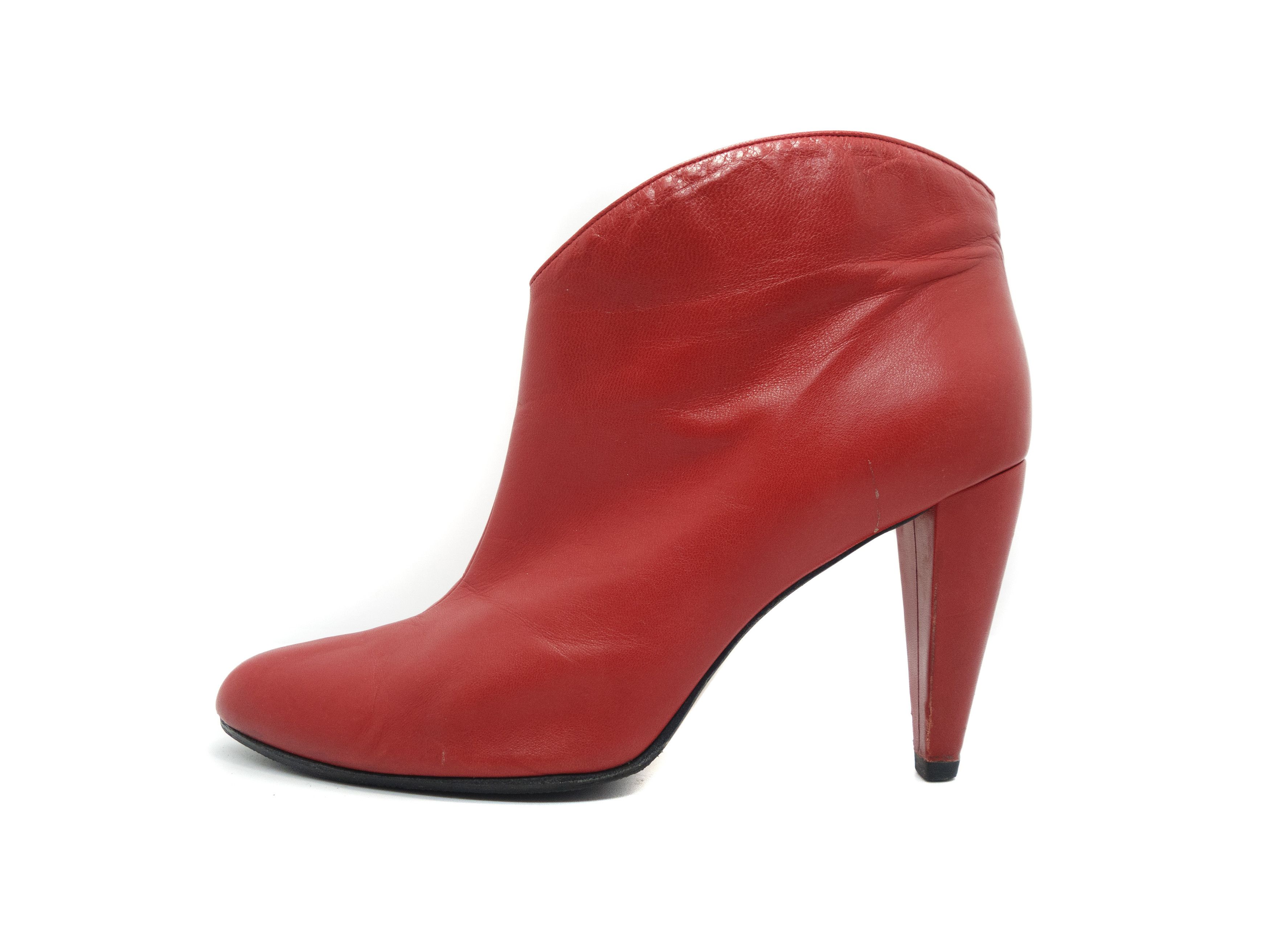 Celine × Hedi Slimane Hedi Slimane Era Red Leather Ankle Boots Size US 9 / IT 39 - 1 Thumbnail