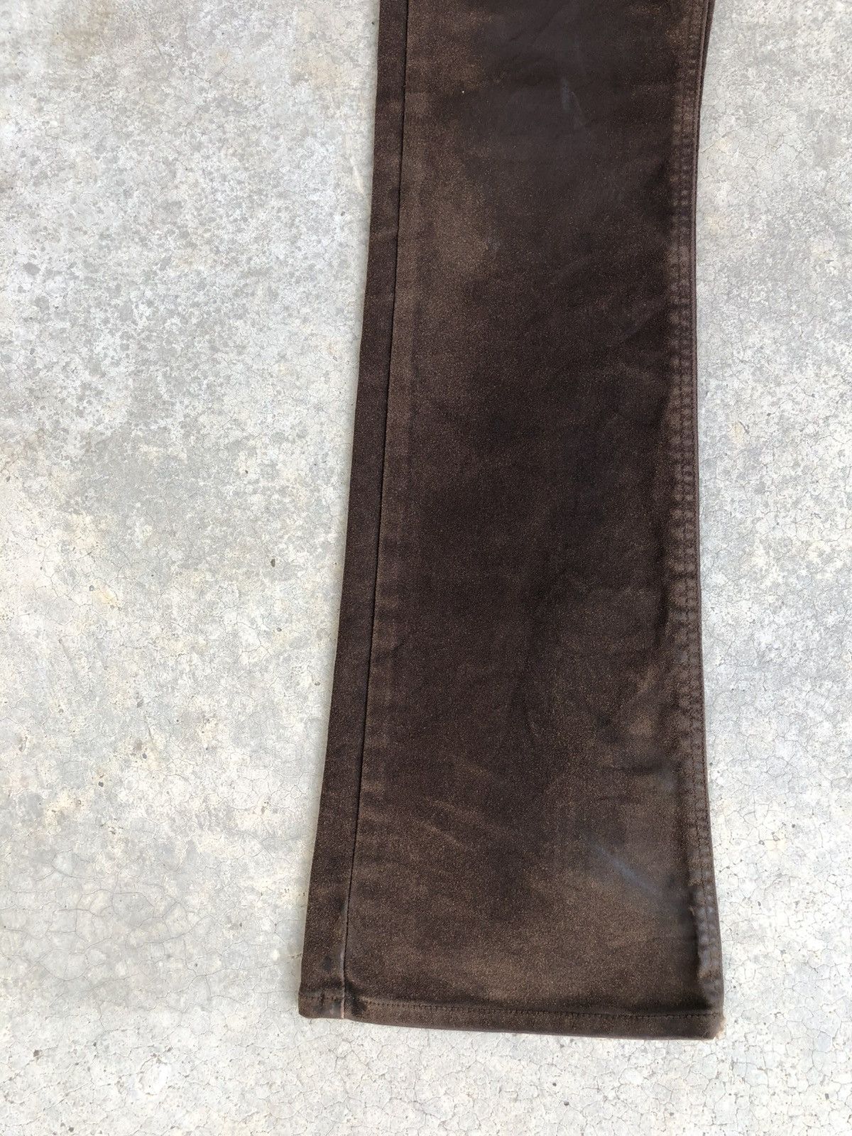 If Six Was Nine Vintage Lee Flared Jeans Distressed Leather Cowhide Size US 29 - 6 Thumbnail