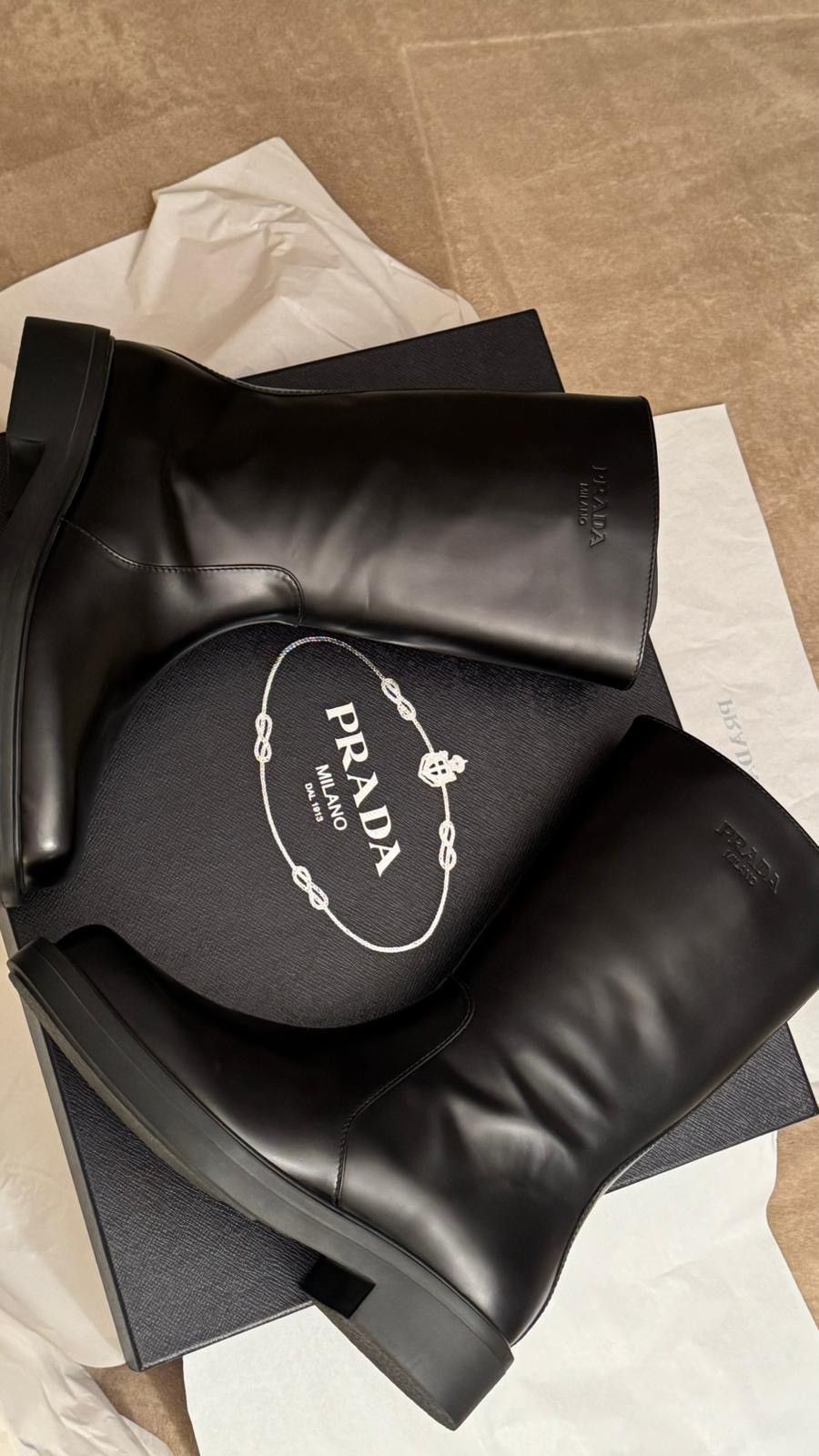 Prada Brushed Tall Leather Chelsea boots Size US 8 / EU 41 - 8 Thumbnail