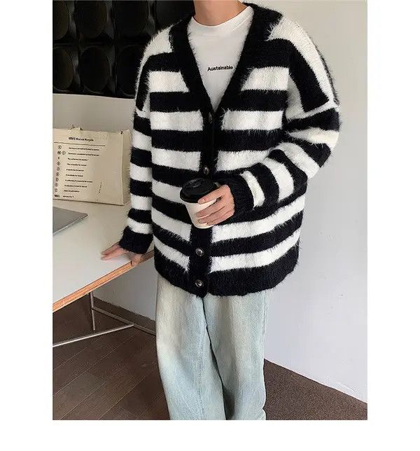 VIBE Striped Cardigan Knit Sweater Size US L / EU 52-54 / 3 - 6 Thumbnail