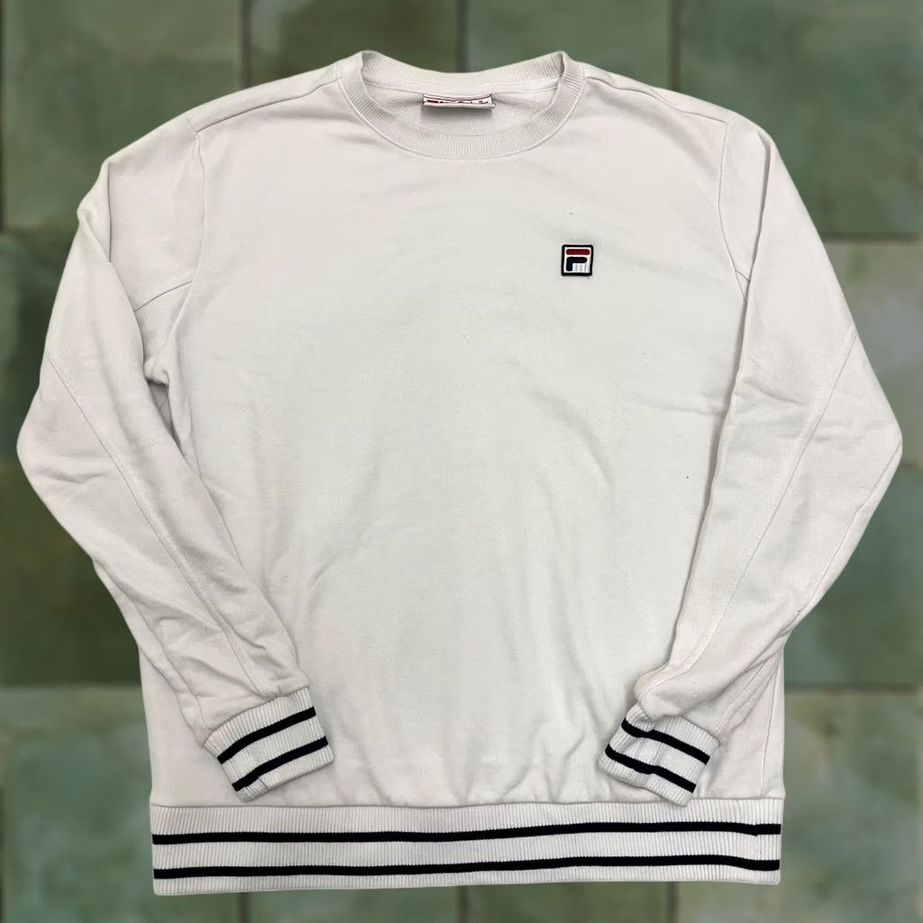 Fila FILA Sweatshirt Mens Large White Logo Crewneck Pullover Sports Size US L / EU 52-54 / 3 - 1 Thumbnail