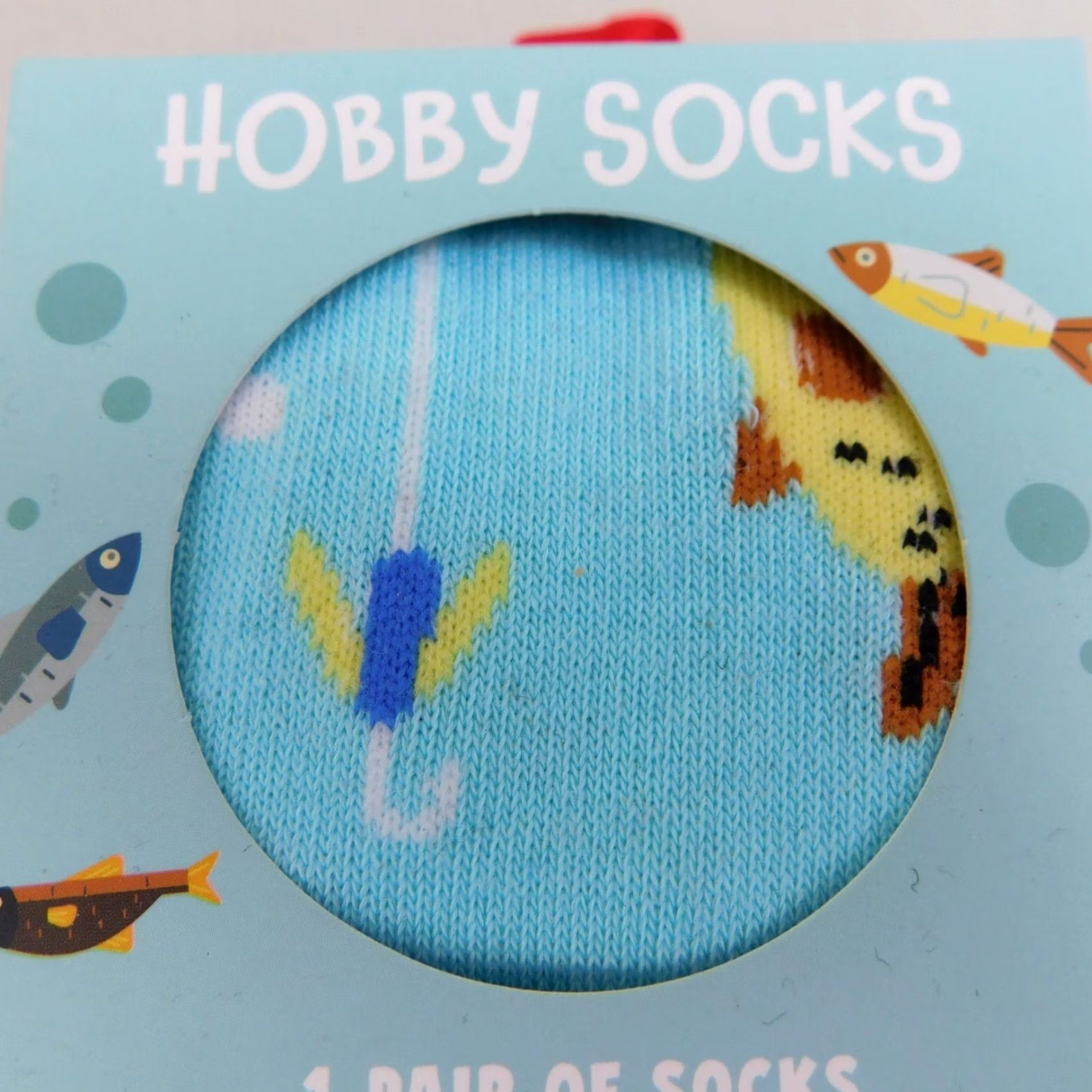 Vintage Paladone Men's Socks 9-11.5 Mid Calf Stocking Stuffer Ornament Box Blue Fish Novelty Socks Size ONE SIZE - 3 Thumbnail