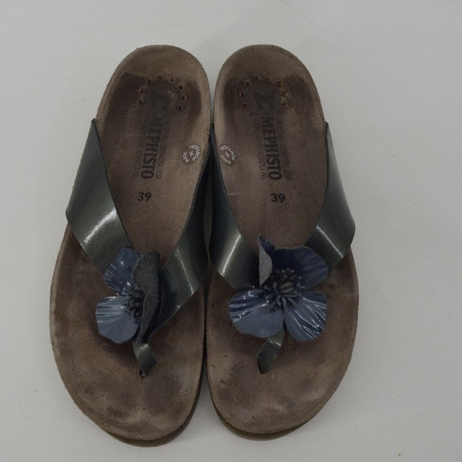 Mephisto Mephisto Wms Euro 39 US 9 Sandal Blue Floral Thong Sandal Size US 9 / IT 39 - 16 Thumbnail