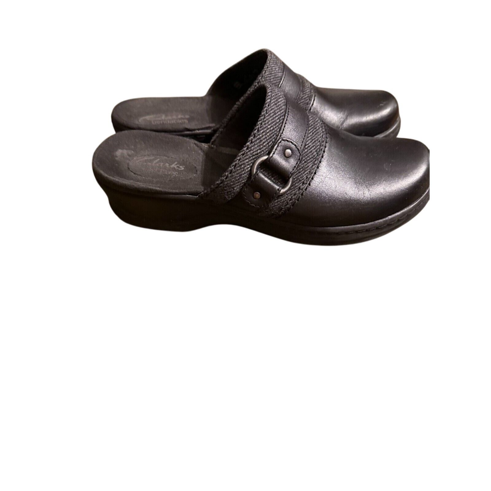 Clarks Clark's Bendables Black Leather Mules Women's Size 7M Size US 7 / IT 37 - 3 Thumbnail