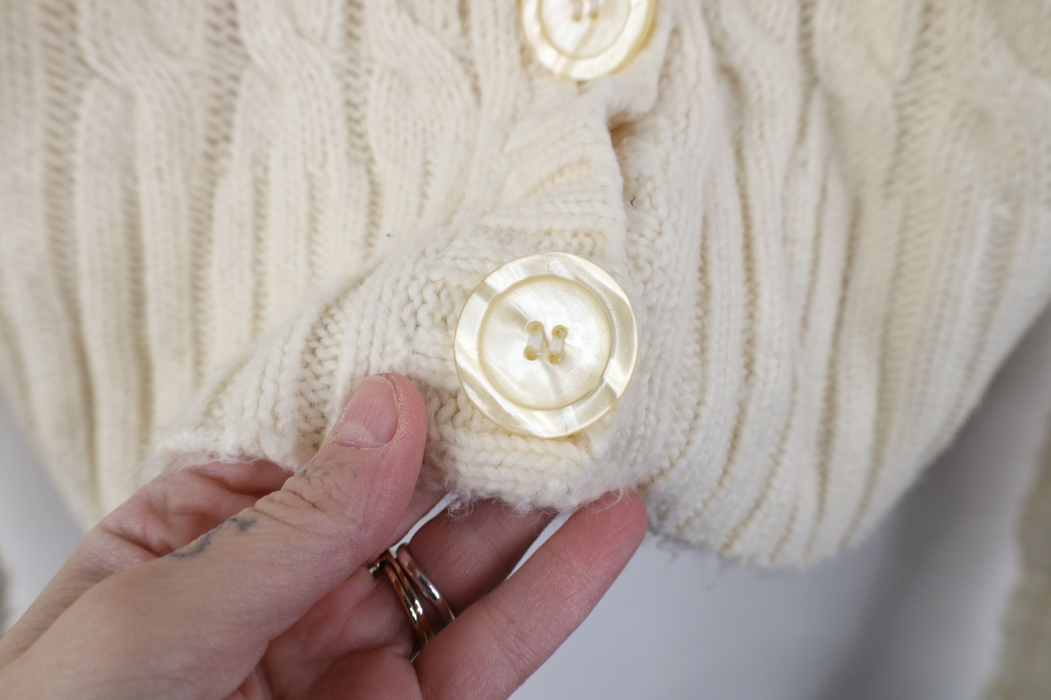 Vintage Vintage 90s Y2K Babydoll Cable Knit Fisherman Hooded Sweater Size S / US 4 / IT 40 - 4 Thumbnail