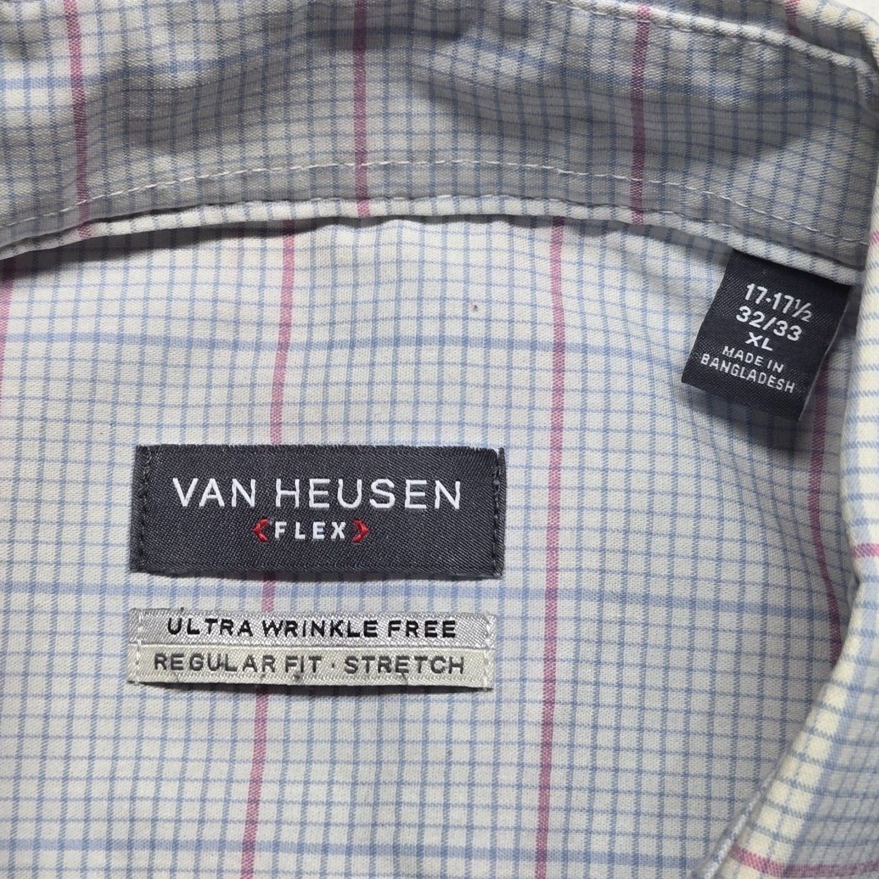Van Heusen Van Heusen Shirt Mens XL White Checkered Button-Up Long Sleeve Size US XL / EU 56 / 4 - 3 Thumbnail