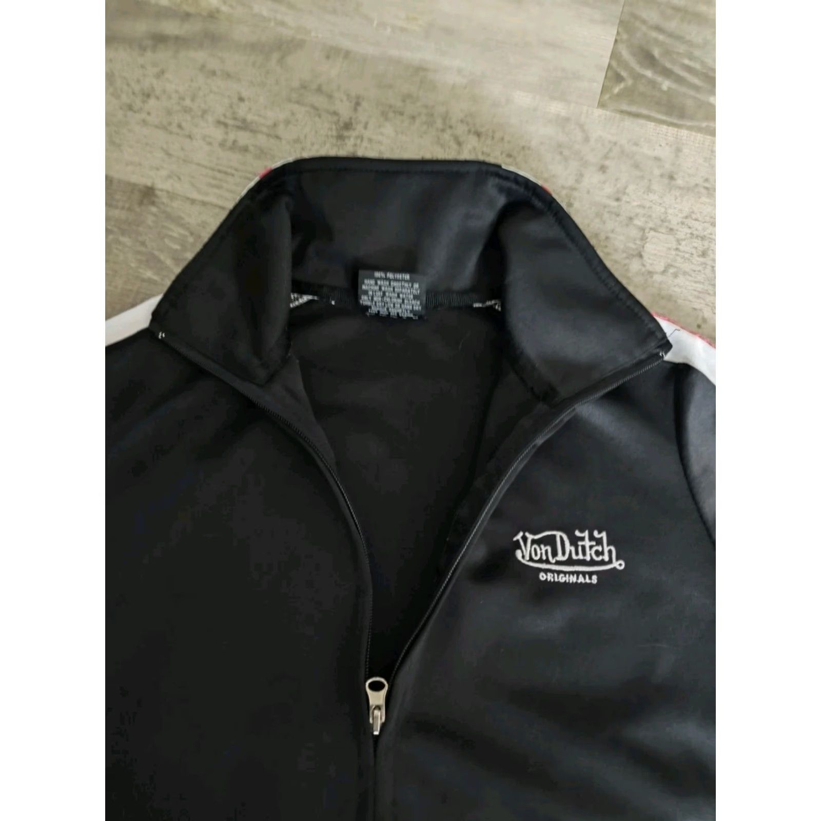 Von Dutch VINTAGE Von Dutch Track Jacket Black Pink White Size Large Full Zip Womens Size L / US 10 / IT 46 - 7 Thumbnail